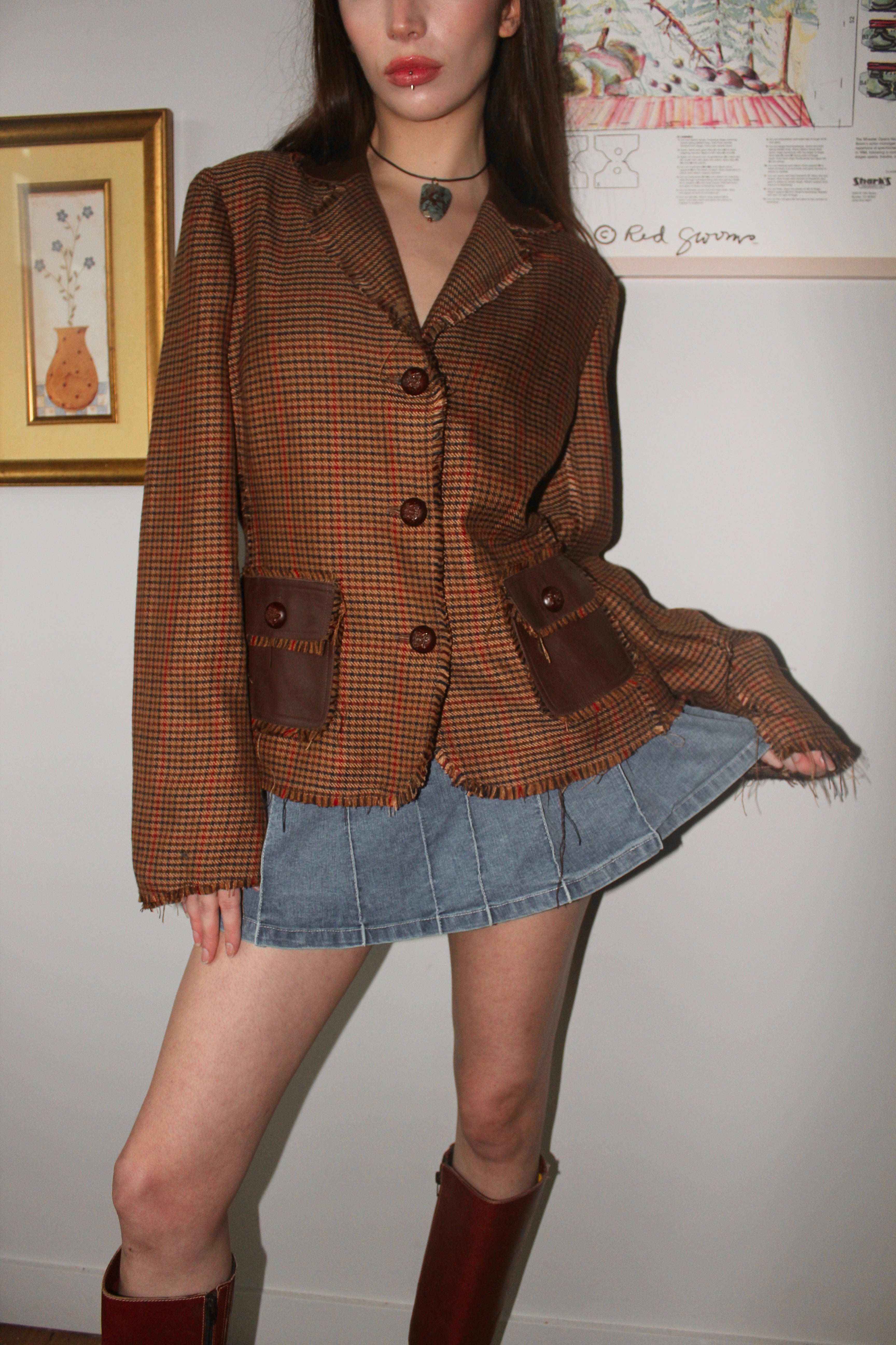 Vintage 90s Frayed Pocket Blazer (M)
