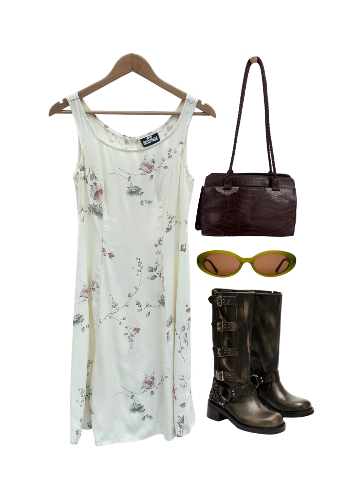 Vintage 90s Peasant Floral Midi Dress (S)
