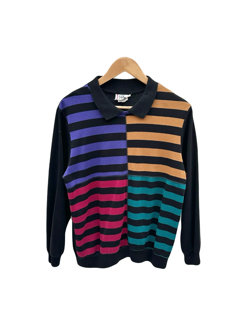 Vintage 90s Colorblock Striped Collared Knit (M)