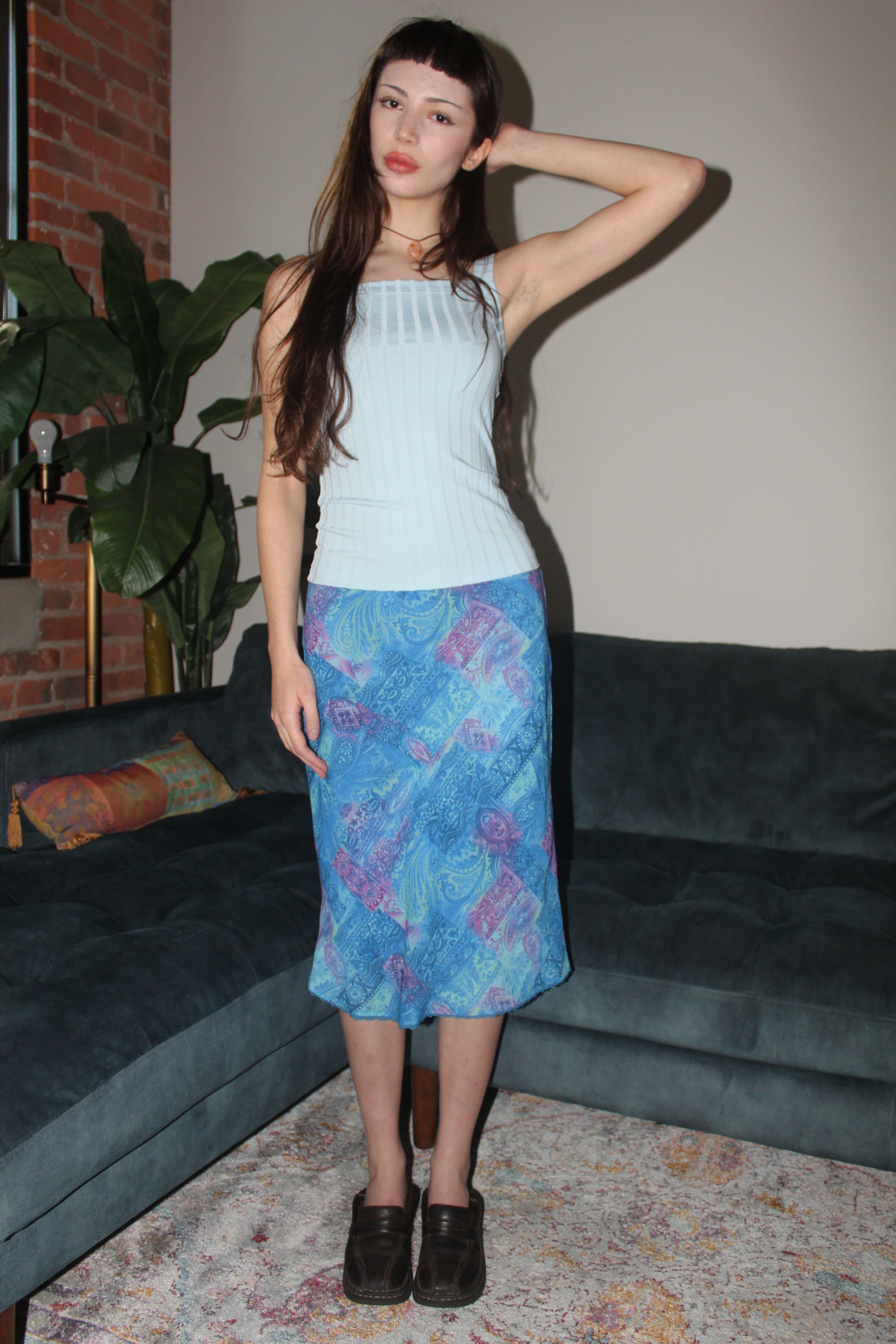 Vintage 90s Paisley Midi Skirt (S)