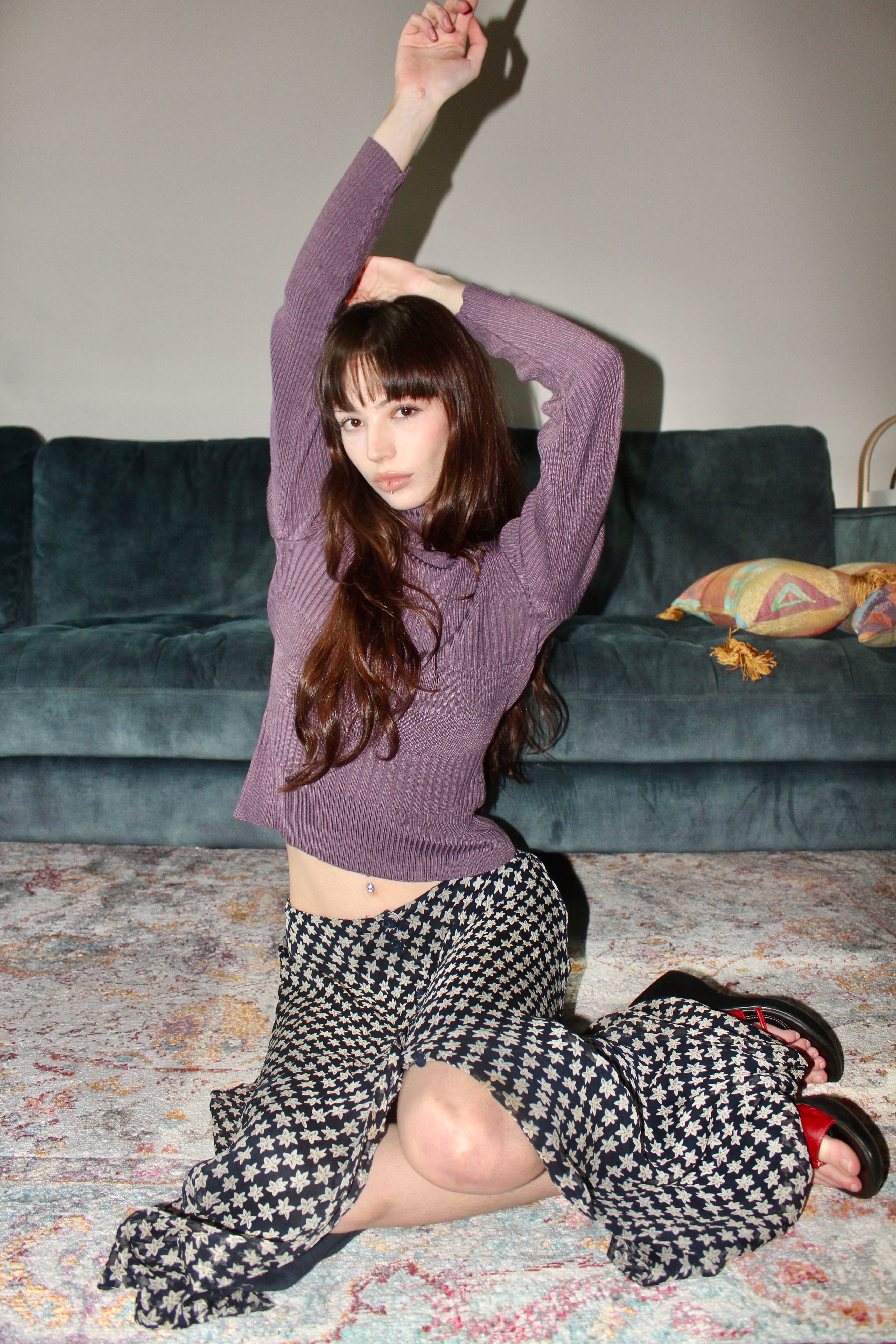 Vintage 90s Lavender Ribbed Turtleneck (M)
