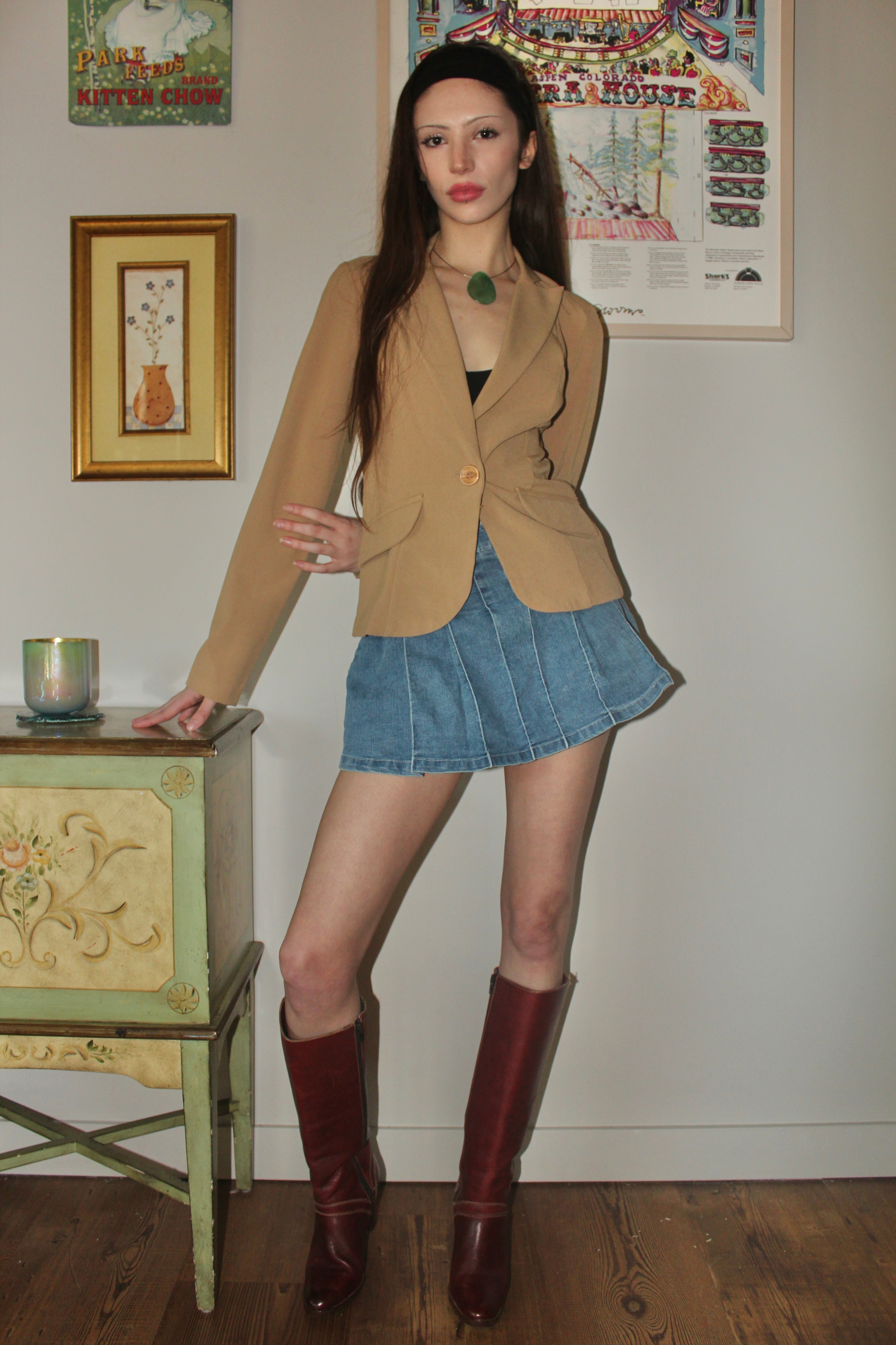 Vintage 90s Fitted Tan Blazer (S)