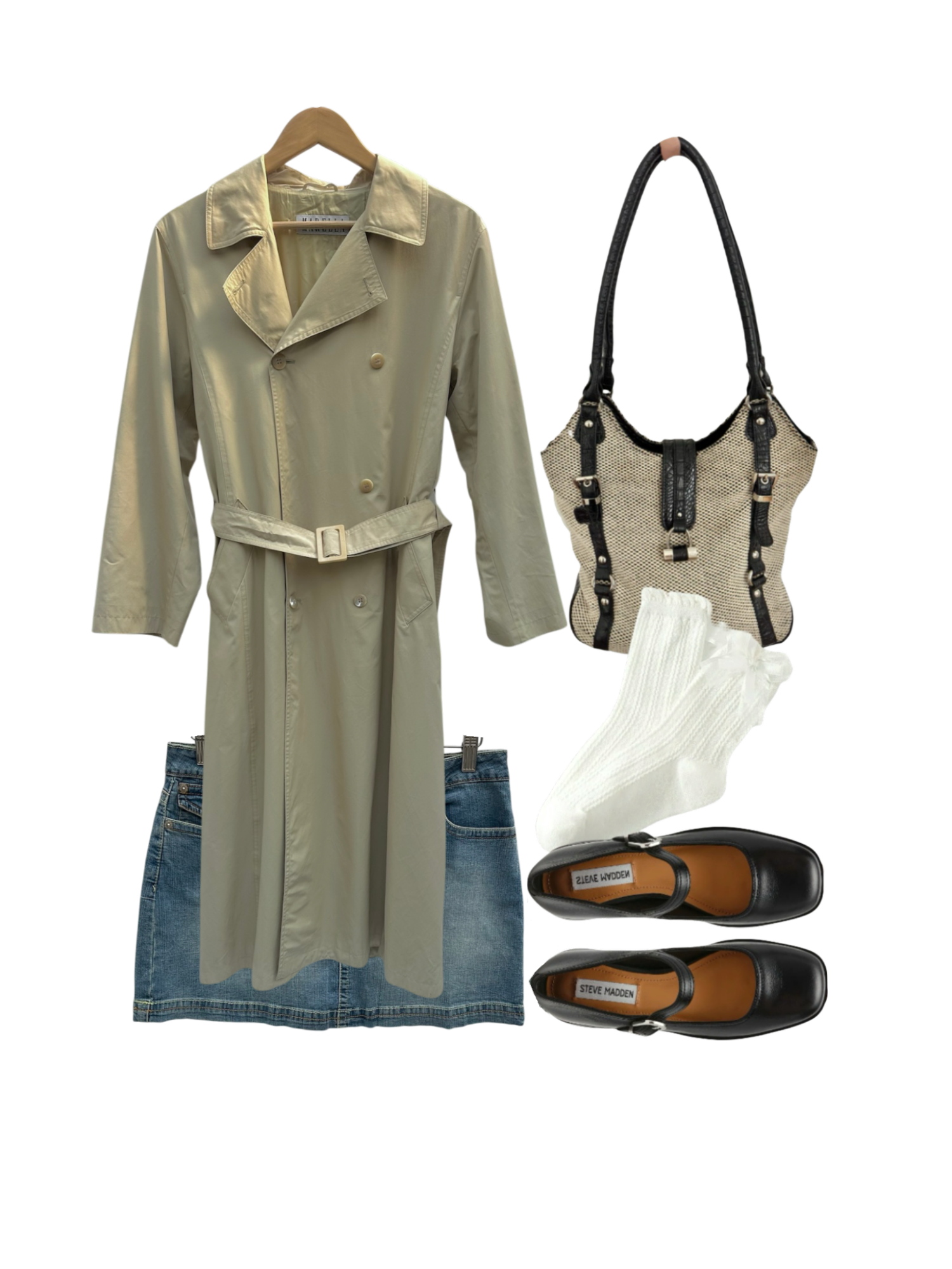 Vintage 90s Classic Double Breasted Trench Coat (M)