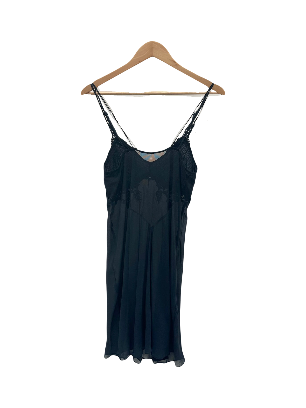Vintage 90s Semi Sheer Silk Midi Slip Dress (S/M)
