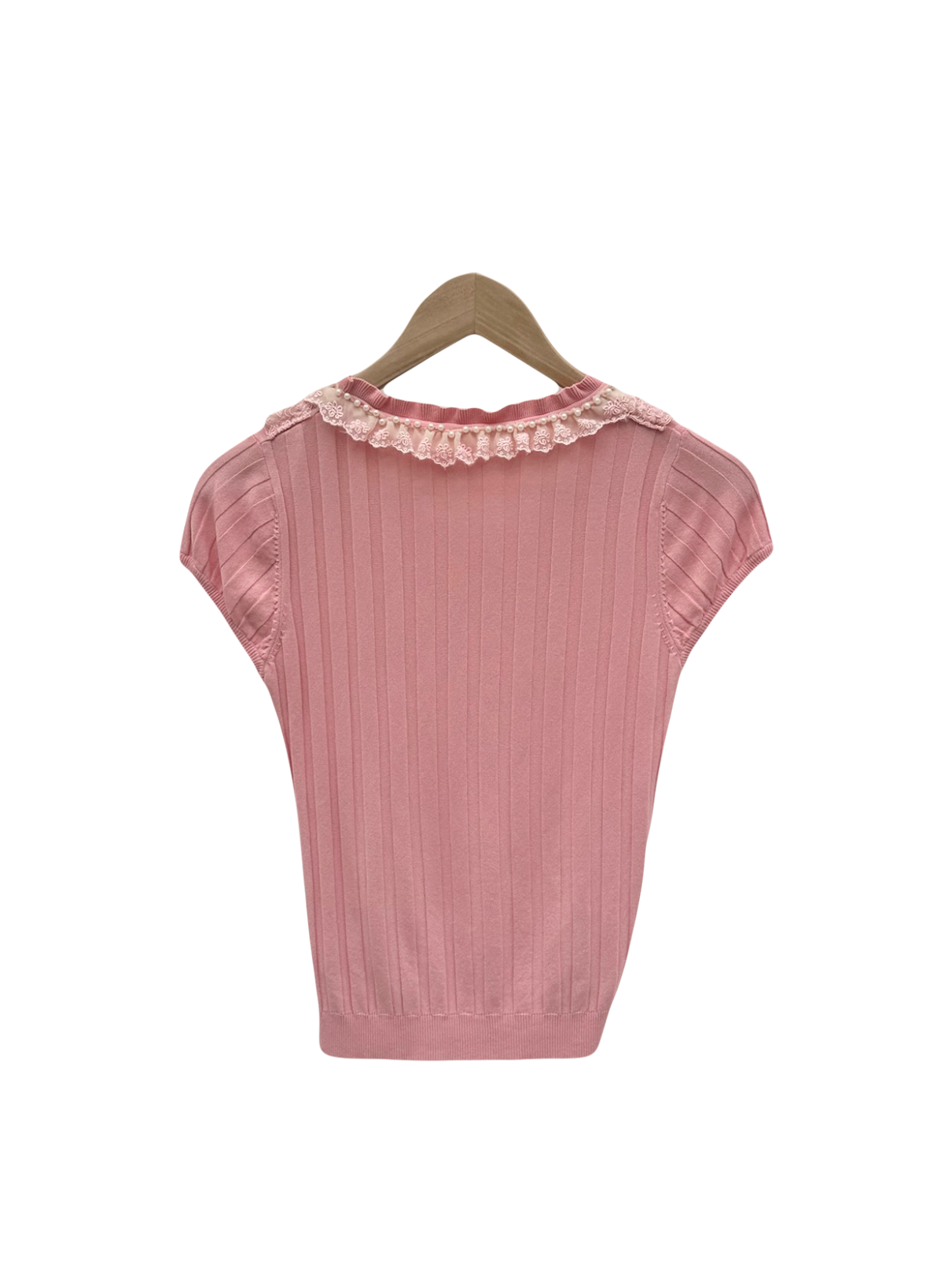 Vintage 90s Strawberry Ribbed Ruffle Knit (S)