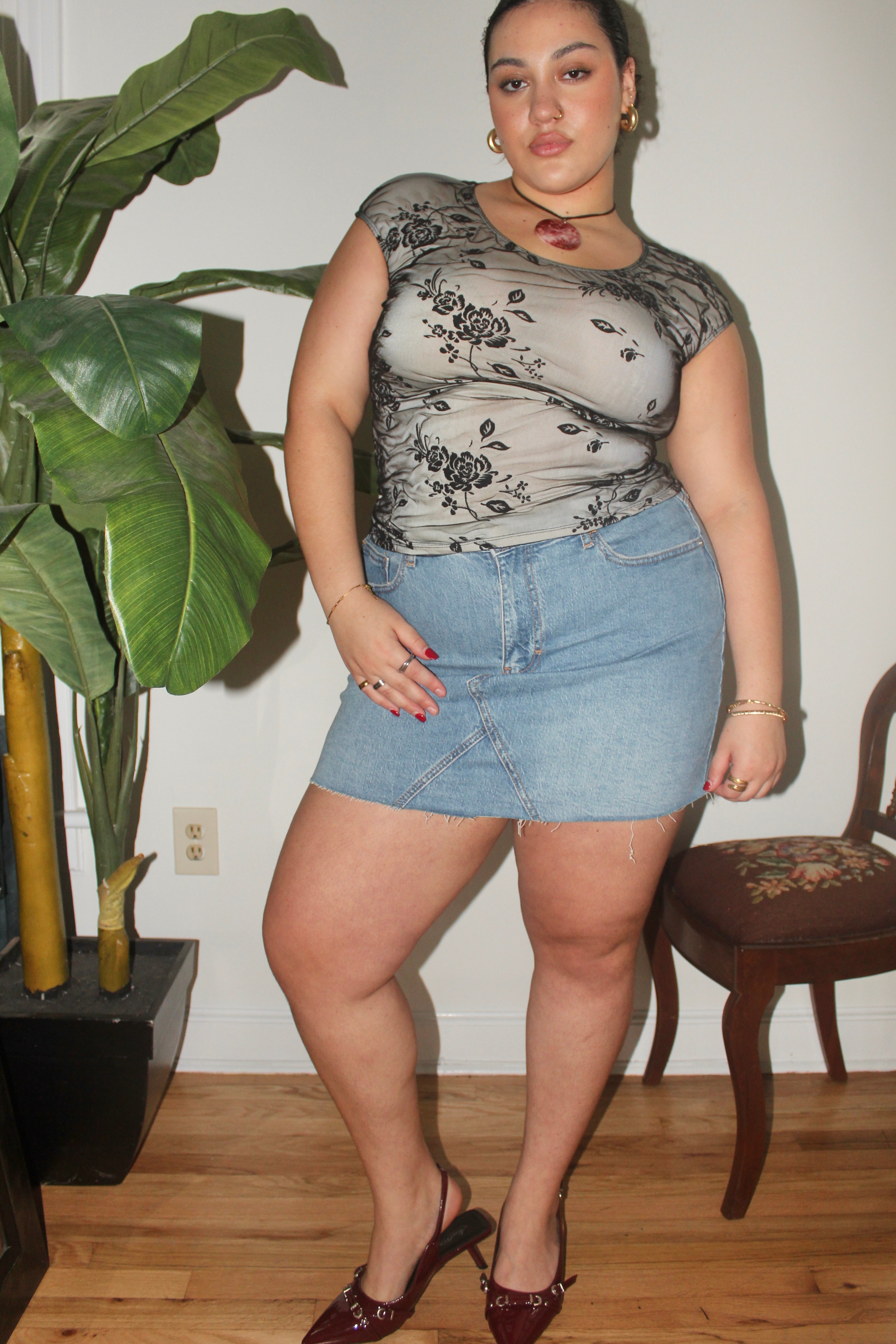 Vintage 90s Embroidered Knit Short Sleeve (L)