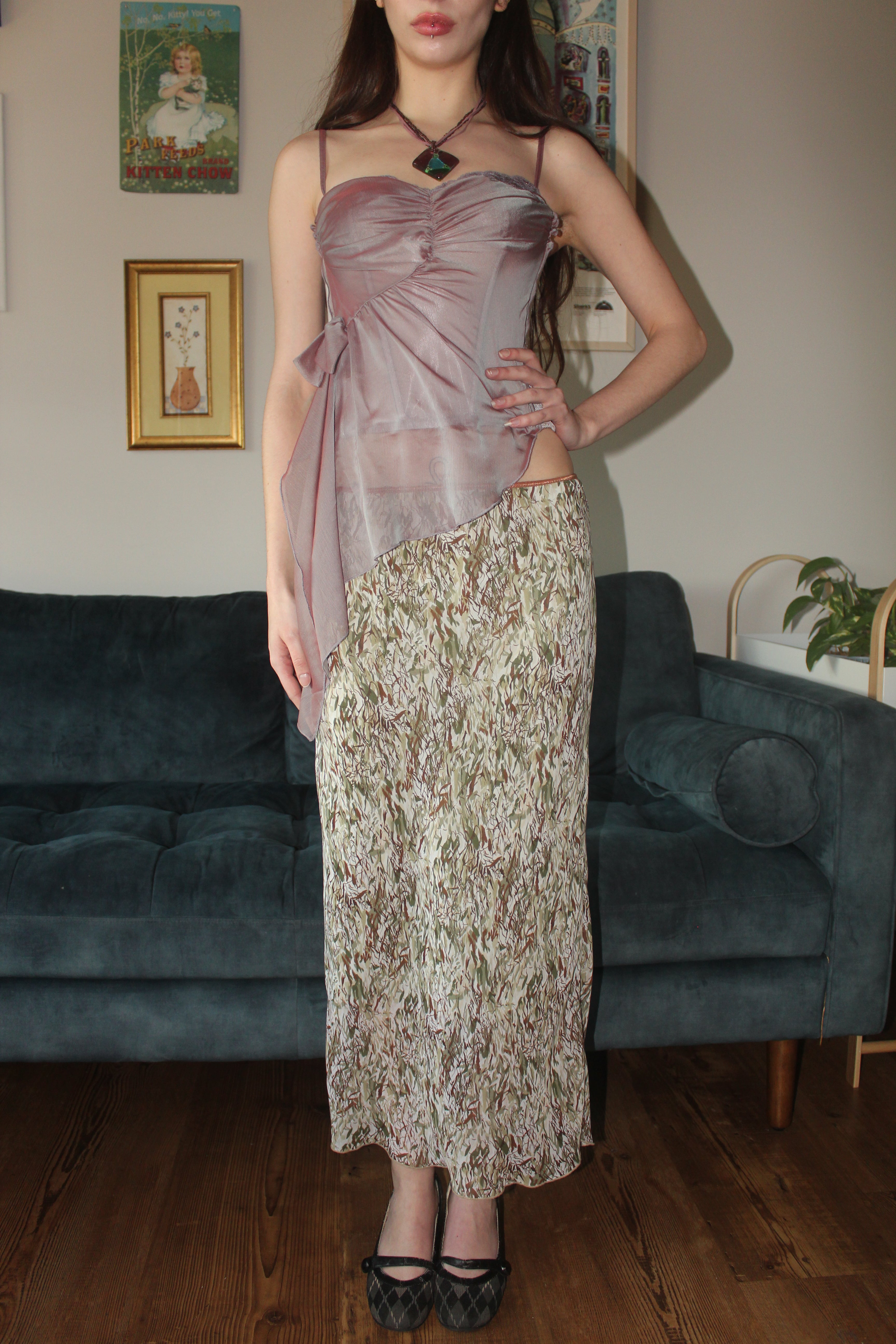 Vintage 90s Leafy Midi Skirt (S)