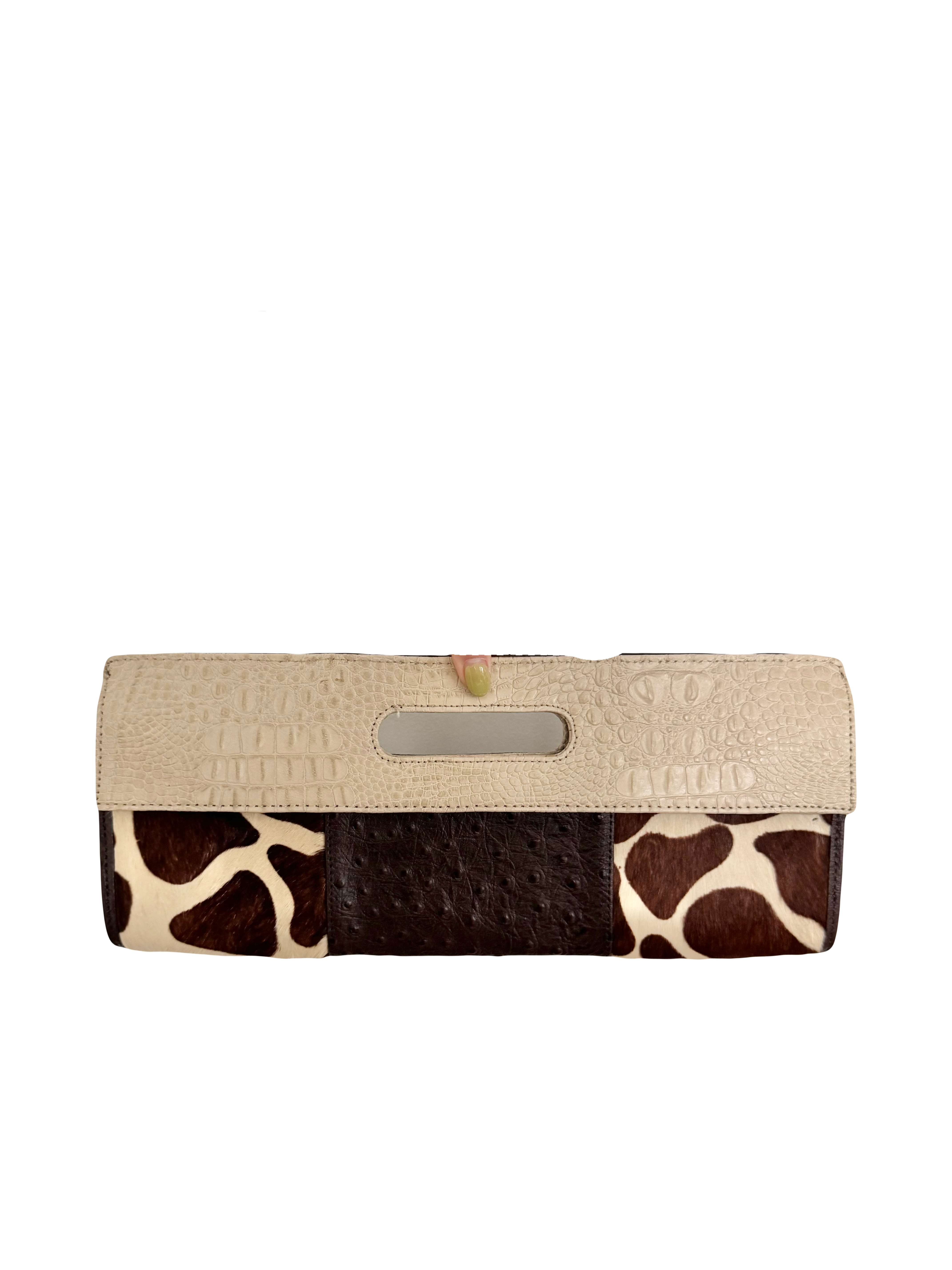 Vintage Parisian Textured Leather Clutch