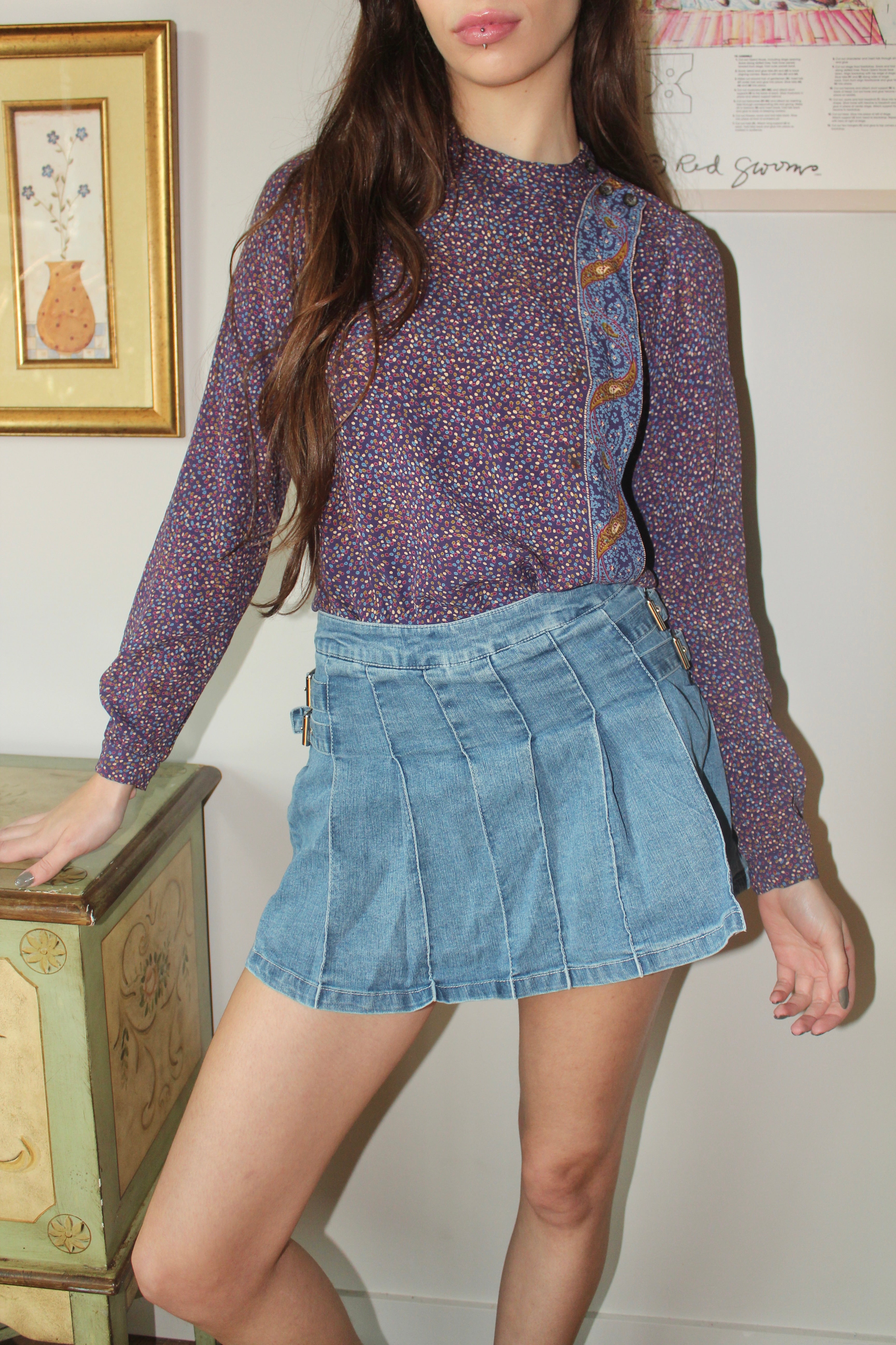 Vintage 90s Retro Patterned Blouse (M)