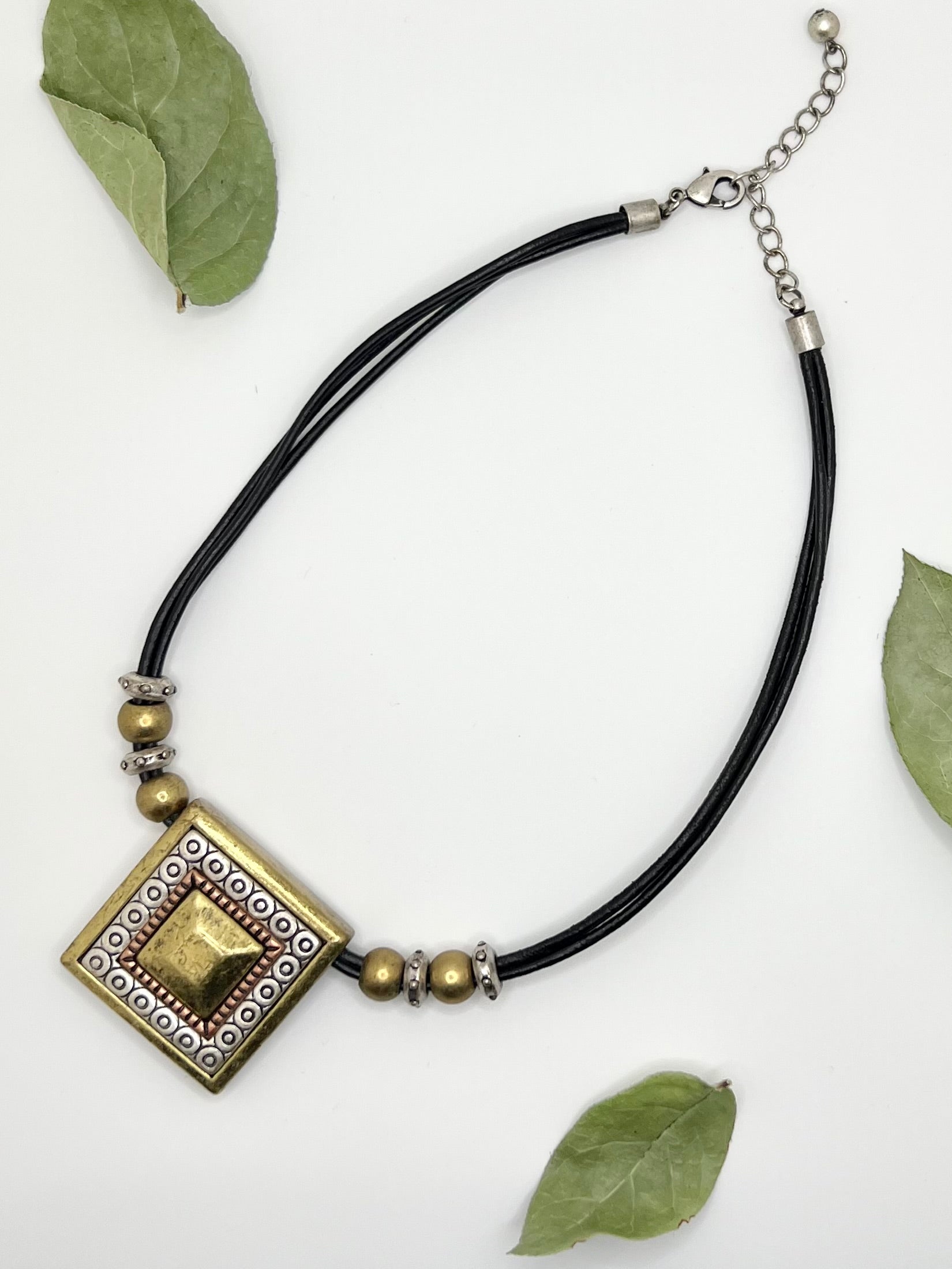 Intricate Square Pendant Necklace