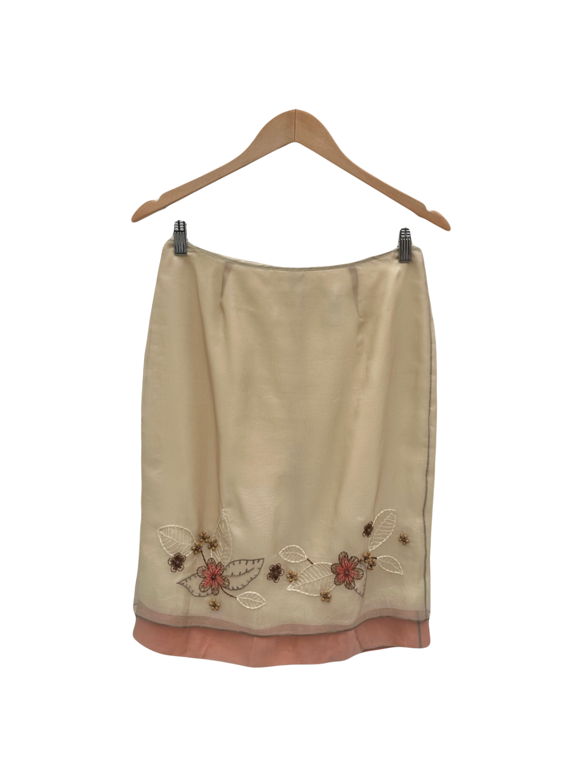Vintage 90s Layered Floral beaded Midi Skirt (S/M)