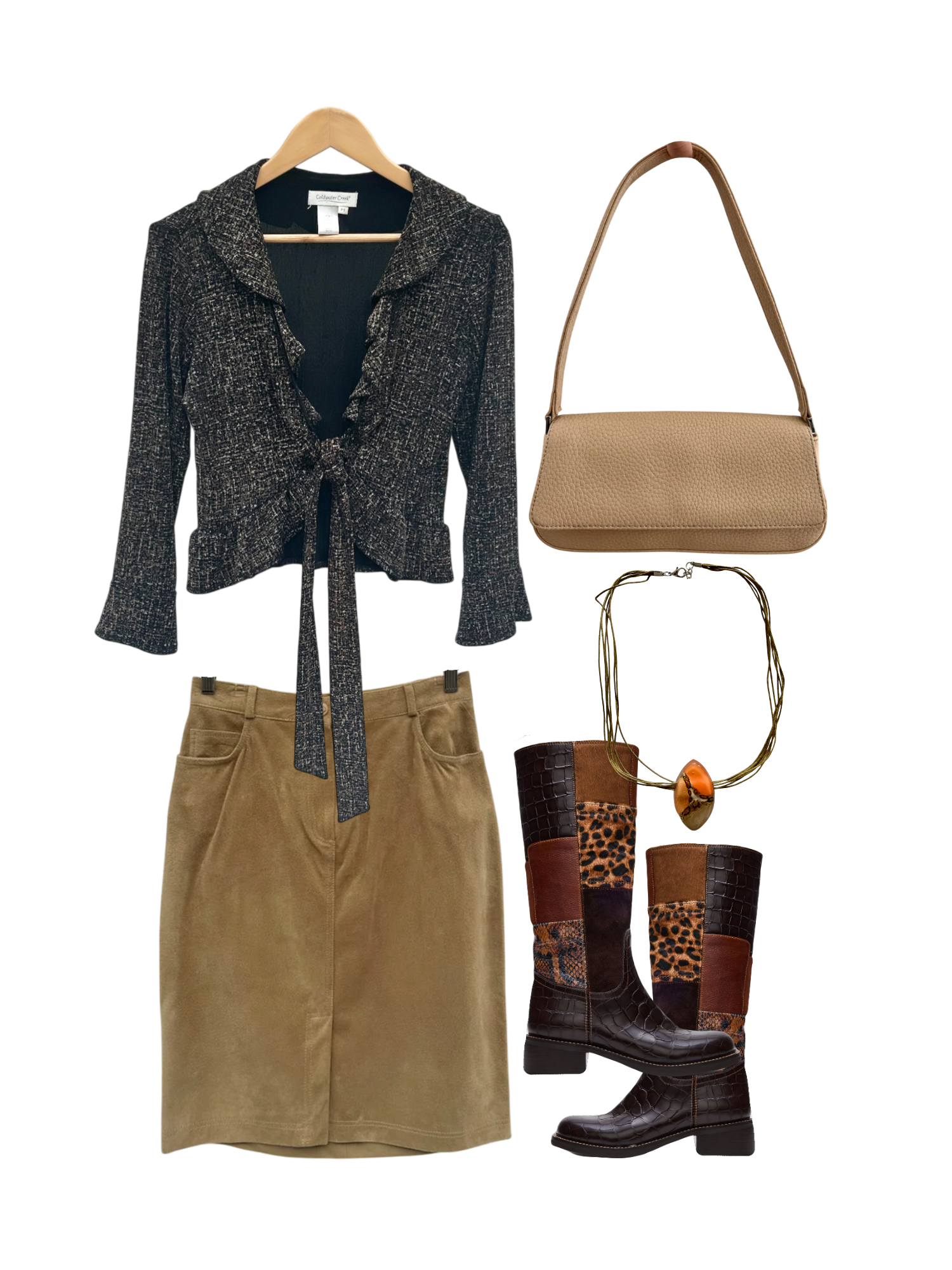 Vintage 90s Ruffled Retro Tie Knit (S)