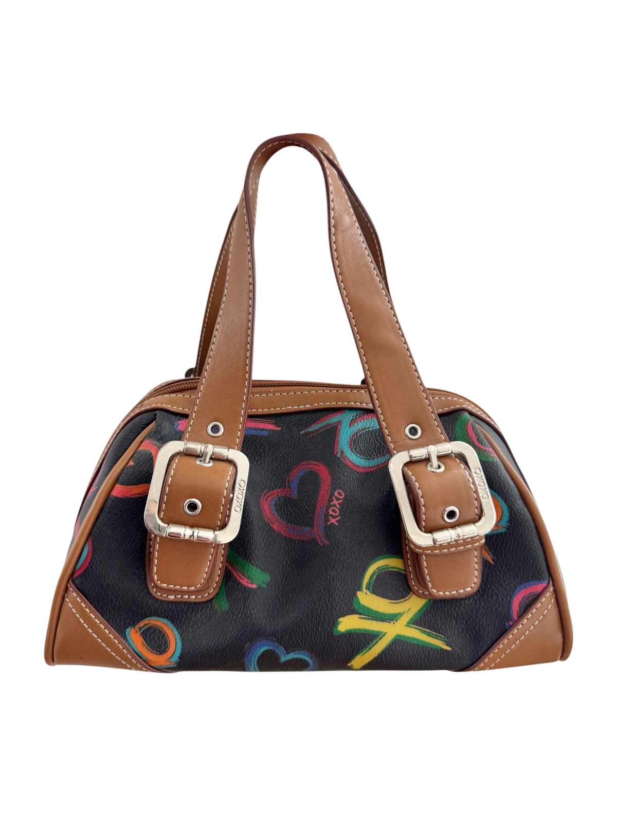 Vintage Y2K XOXO Black Croc Embossed Buckle Shoulder Bag