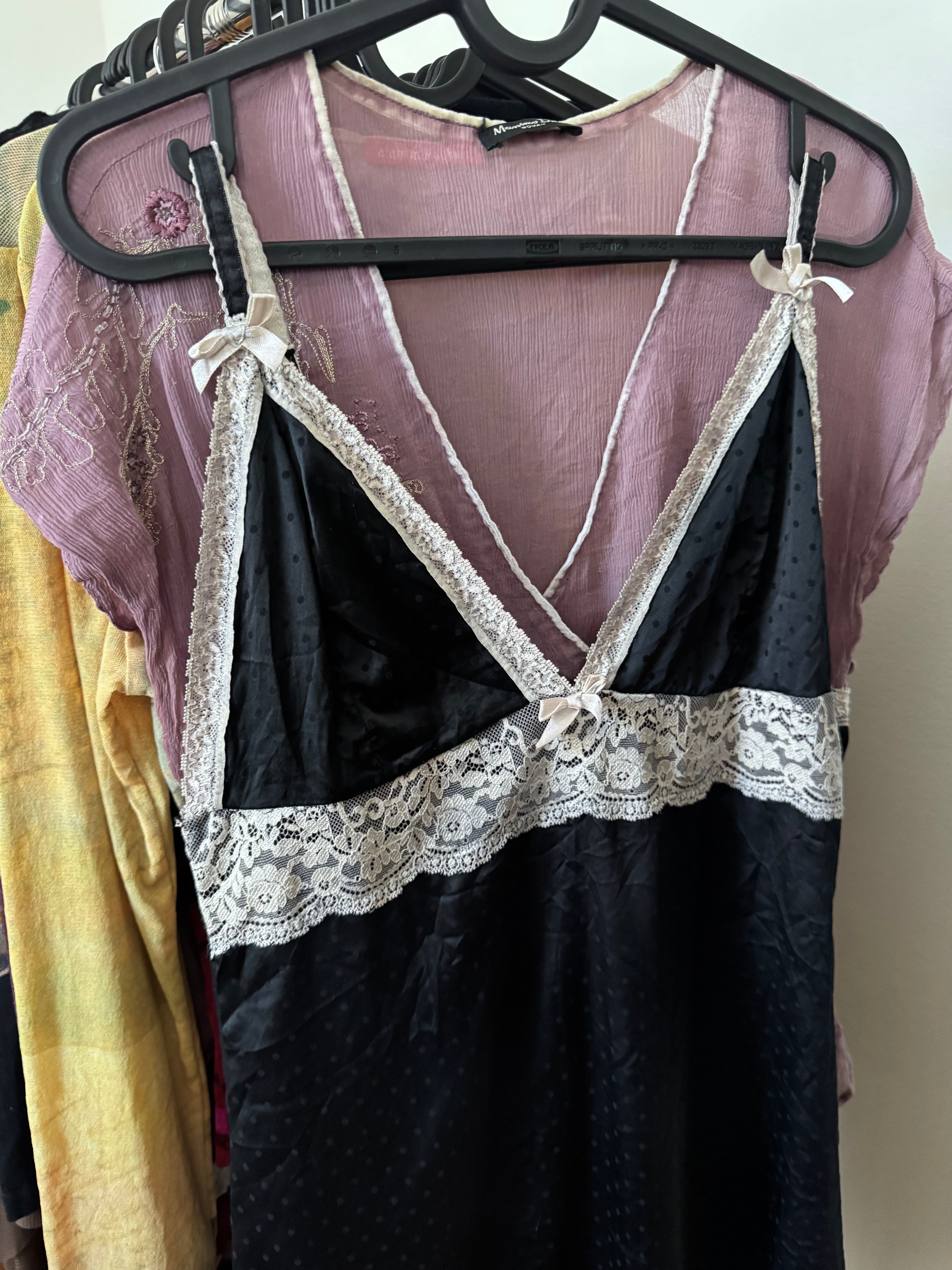 Vintage 90s Lace Contrast Trim Slip Dress (M)
