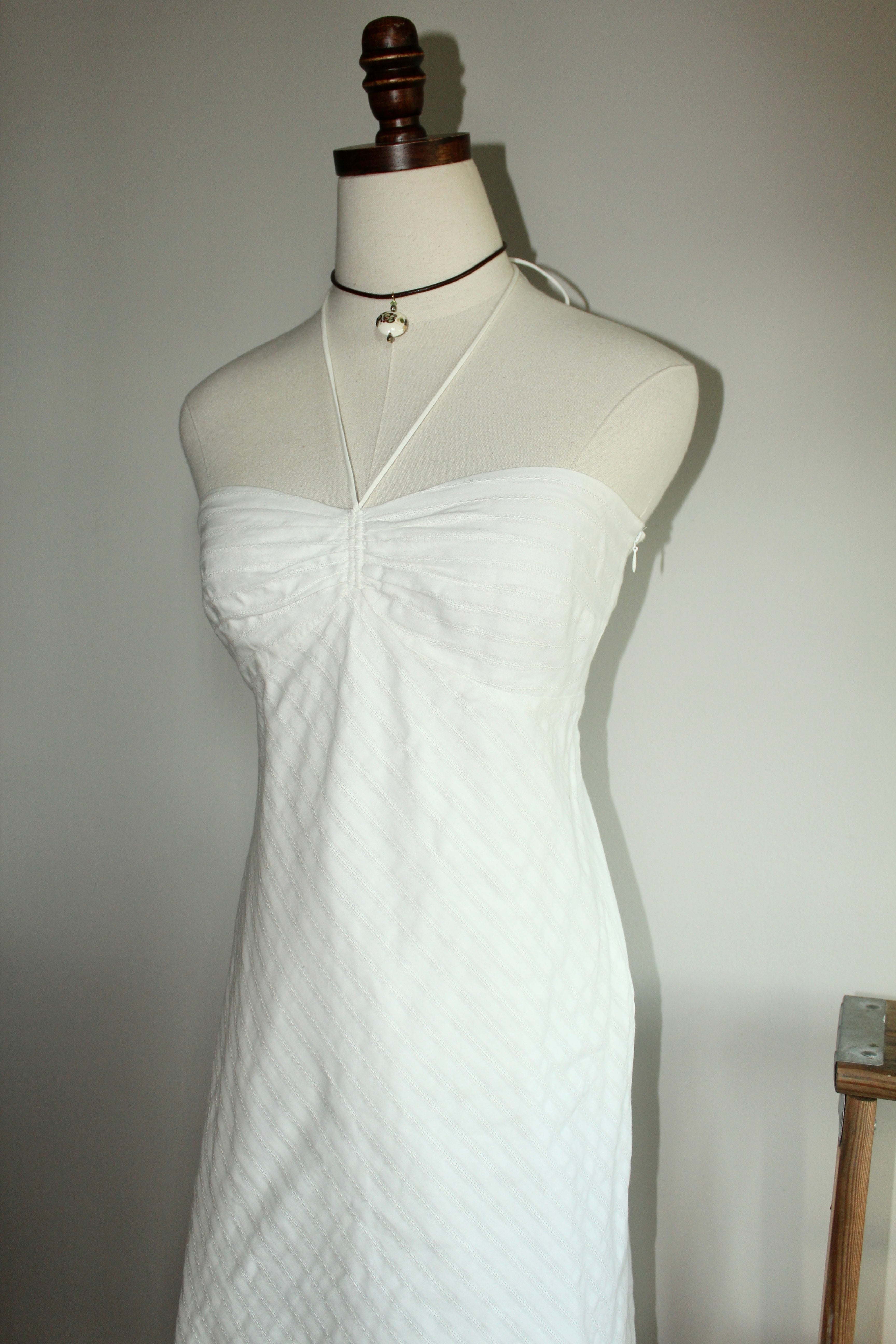 Vintage 90s Ivory Halter MIdi Dress (S)