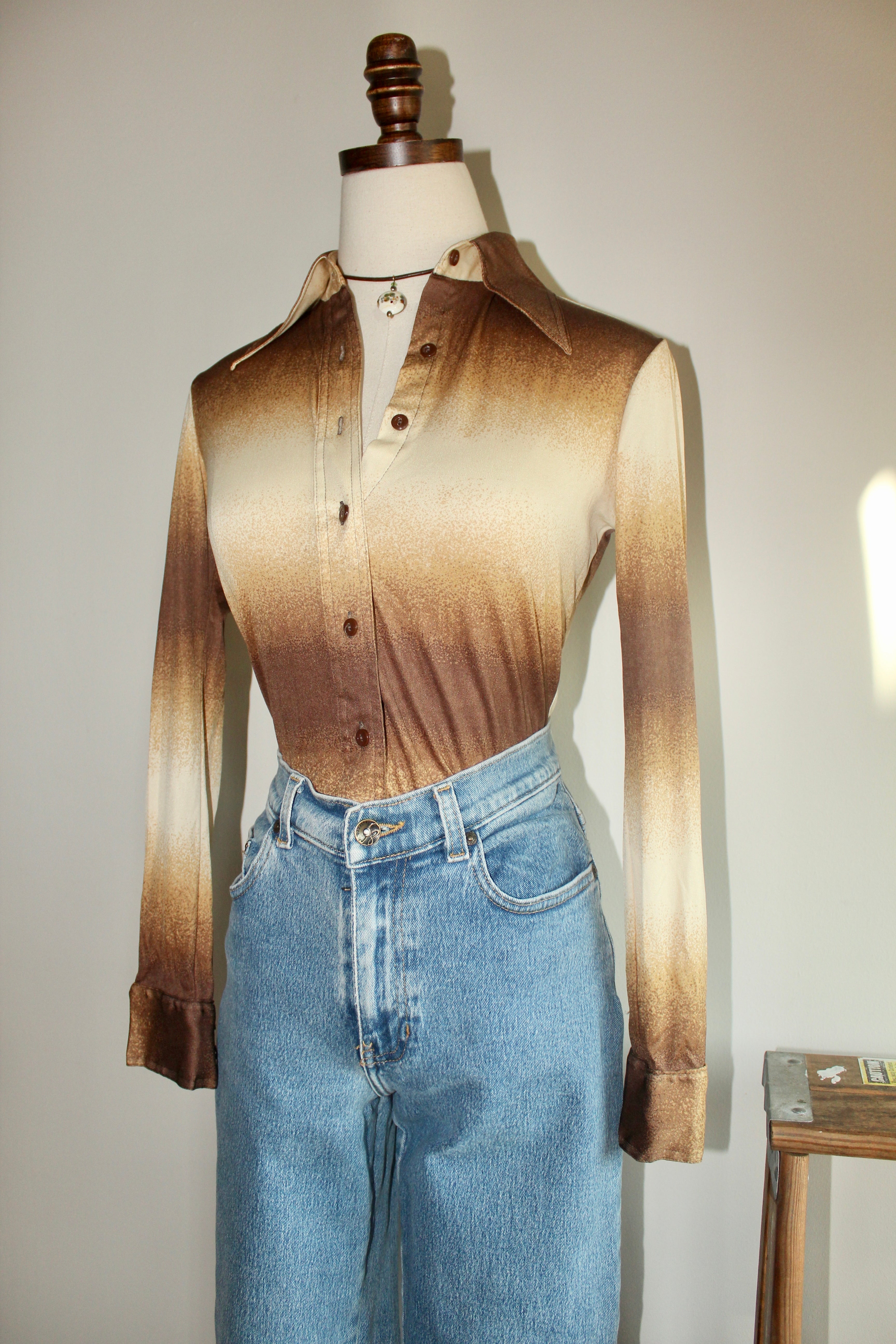 Vintage 80s Ombre Patterned Button Up (S)