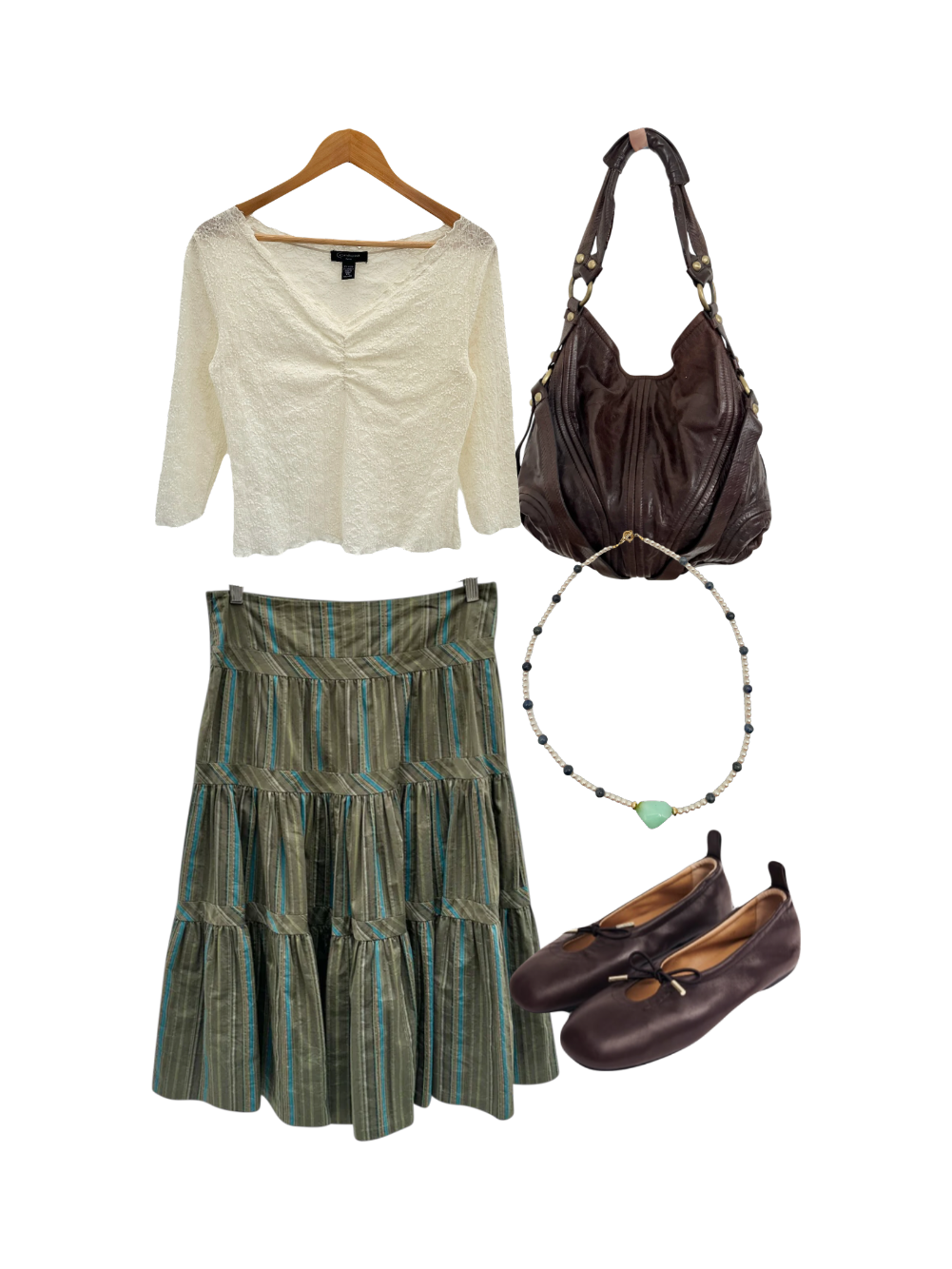 Vintage 90s Cream Lace Ruched Knit (S/M)