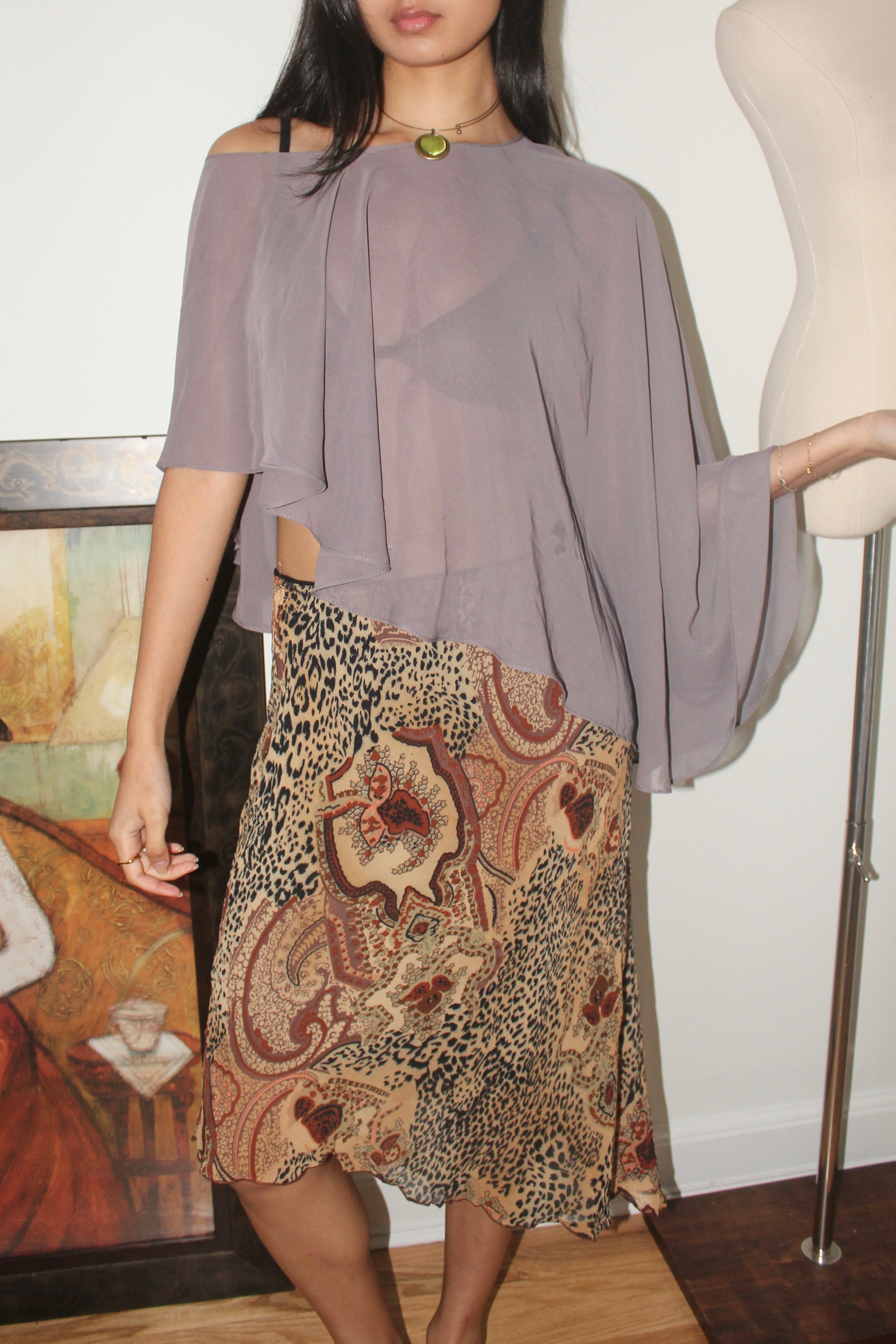 Vintage 90s Lilac Asymmetrical Poncho (one size)