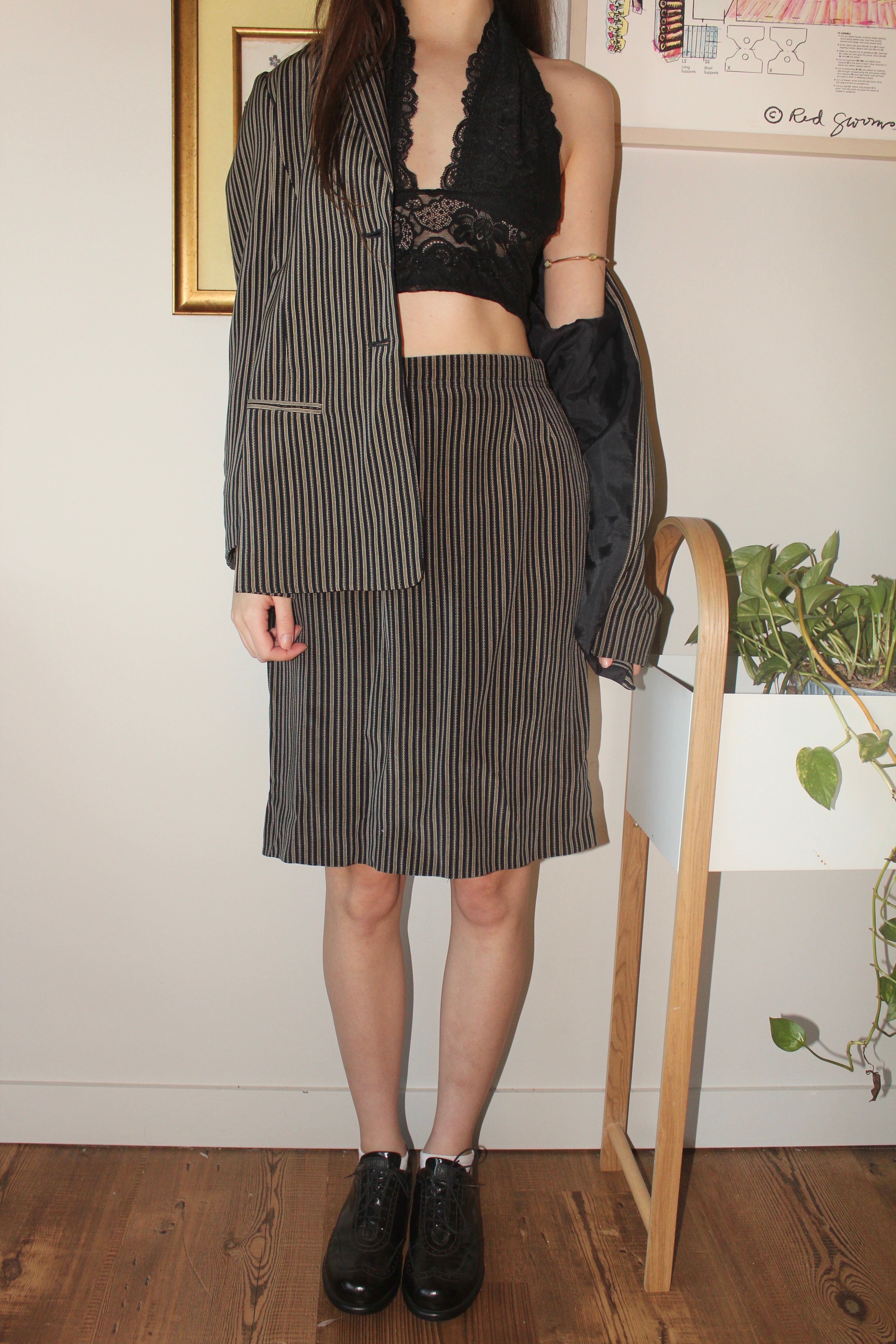 Vintage 80s Silk Plaid Twin Set (S)