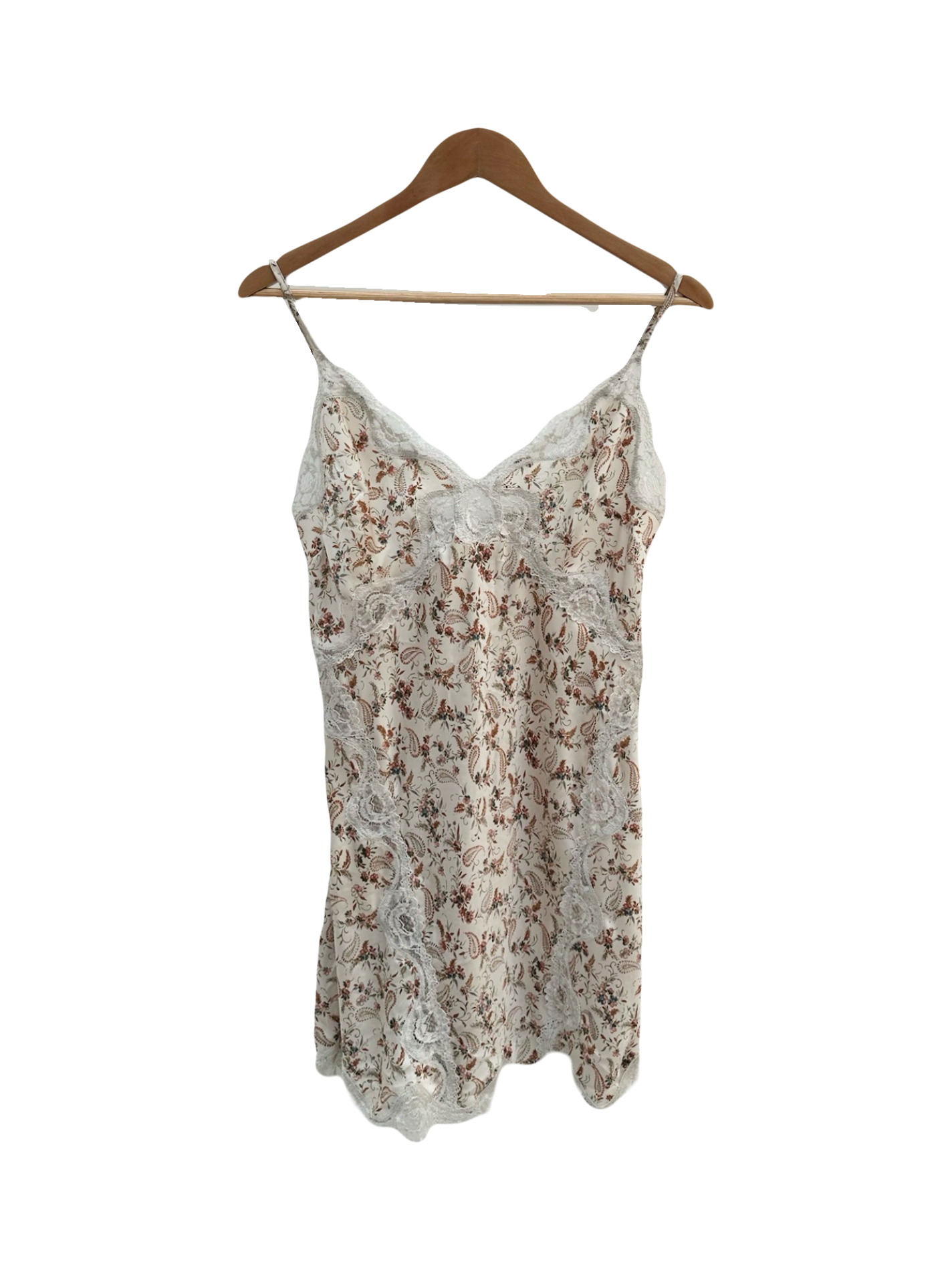 Vintage 90s Dainty Paisley Lace Midi Slip (M)