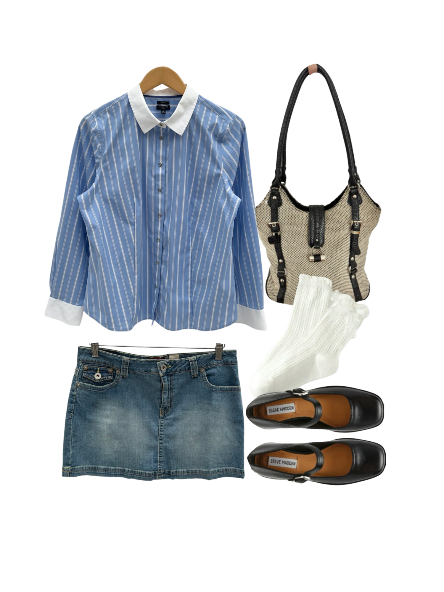 Retro Striped Contrast Striped Button Up (L)