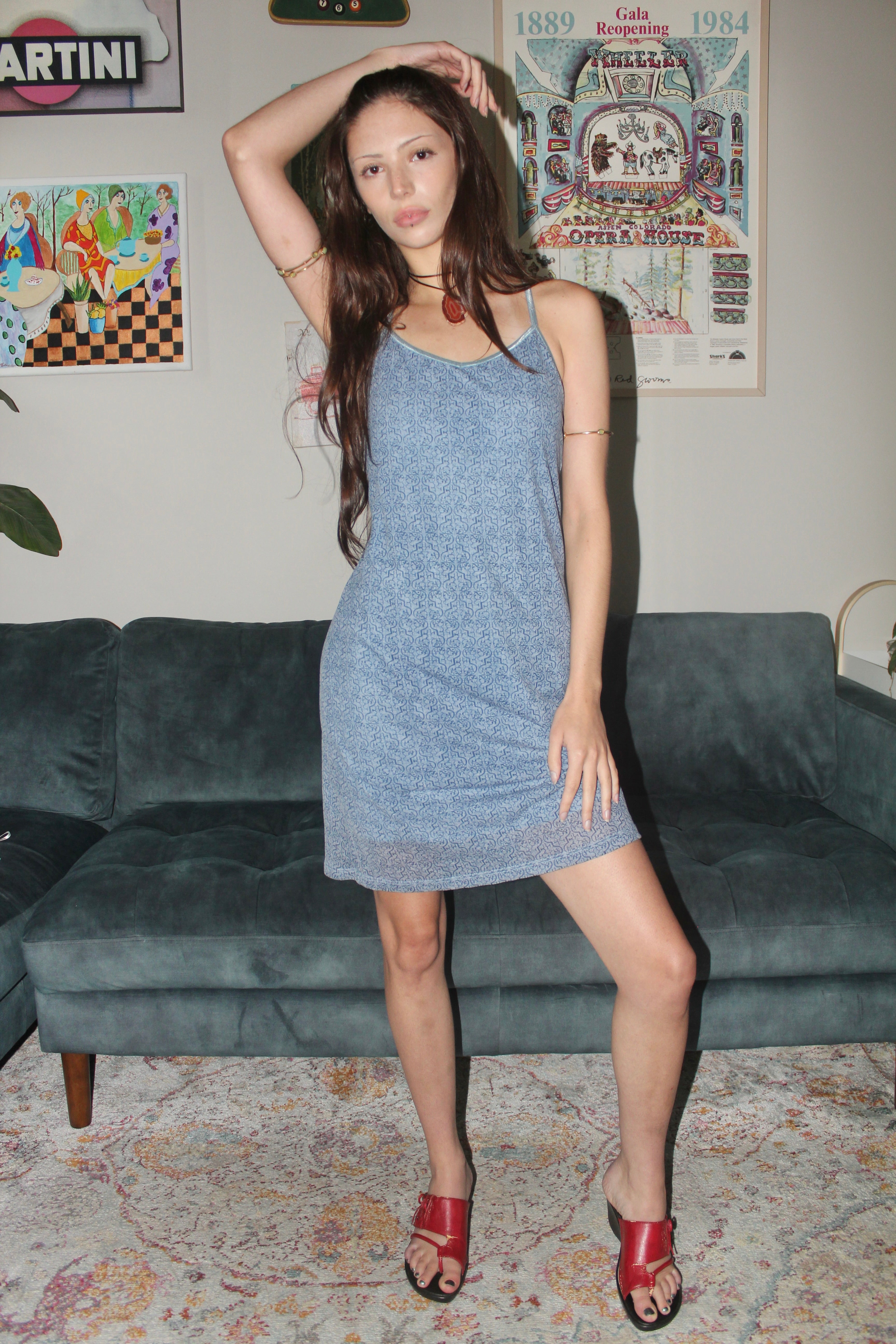 Vintage 90s Floral Criss Cross Back Dress (S/M)