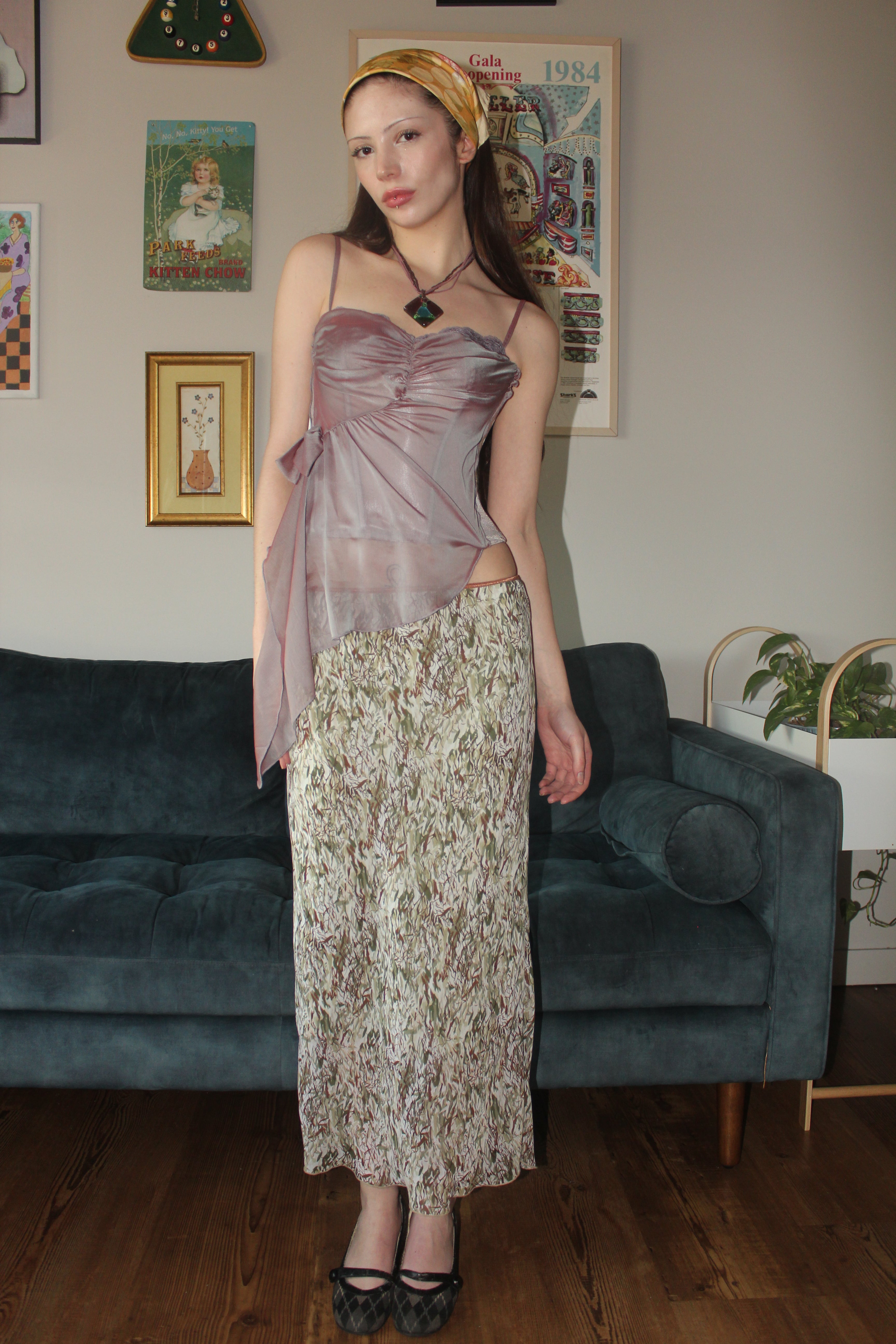 Vintage 90s Leafy Midi Skirt (S)