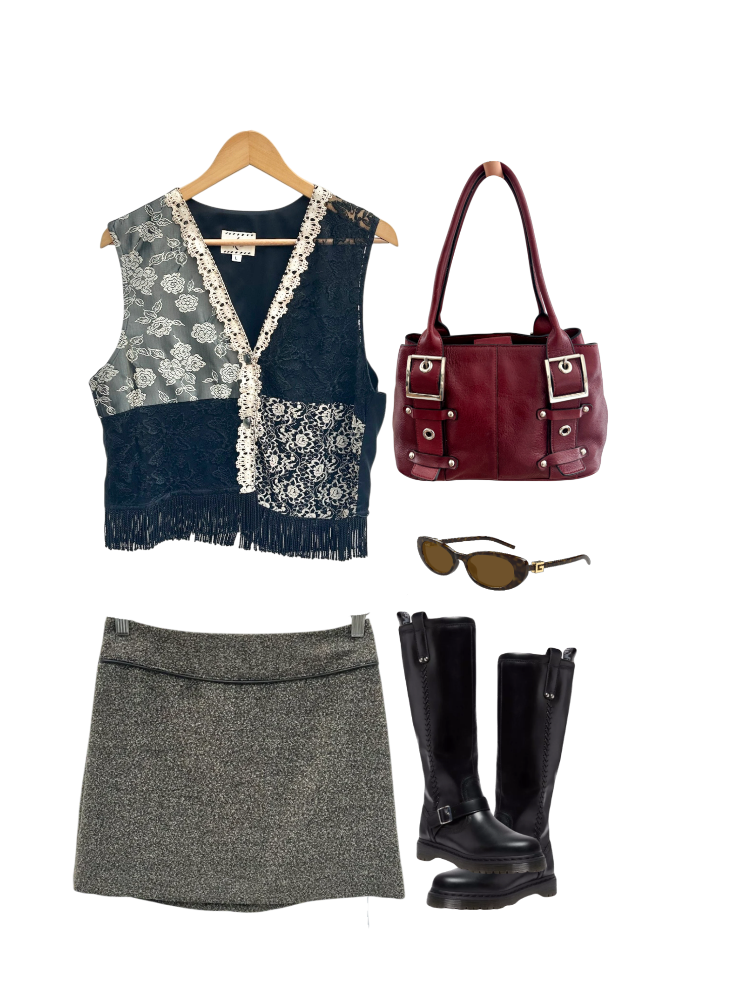 Vintage 90s Patchwork Prairie Vest Top (M/L)