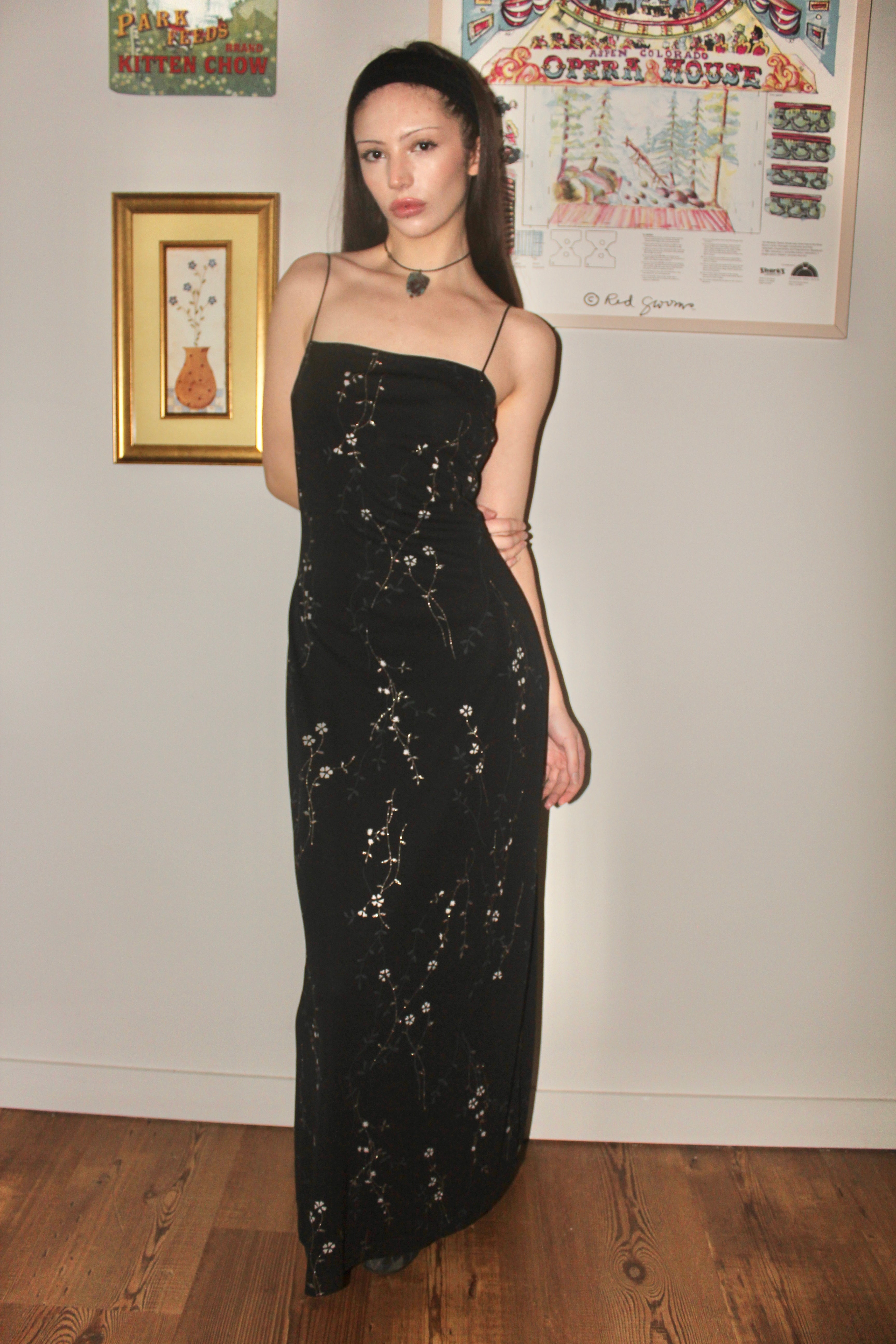 Vintage 90s Square Neck Midi Slip Dress (M)