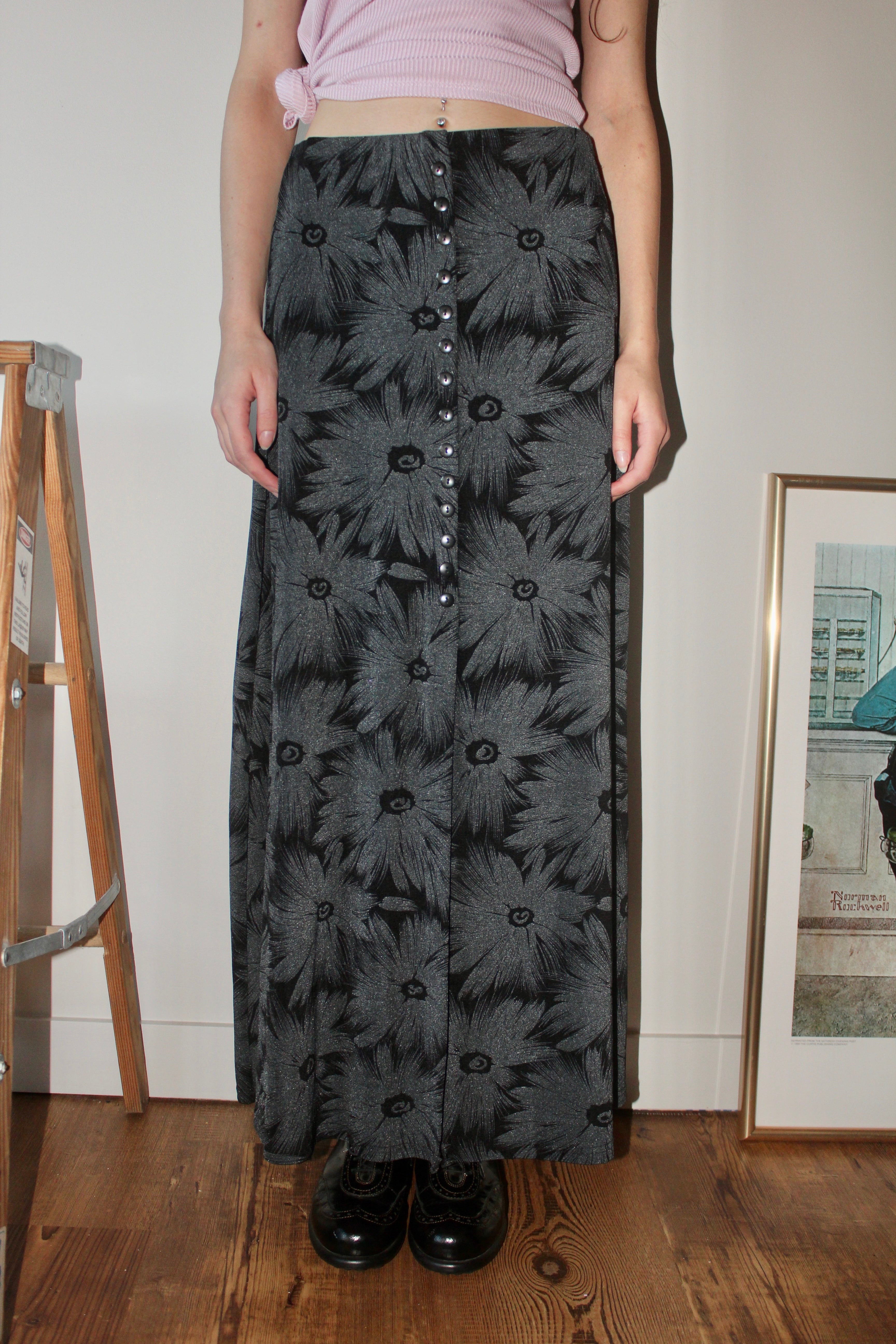 Vintage 90s Daisy Graphic Midi Skirt (S-M)