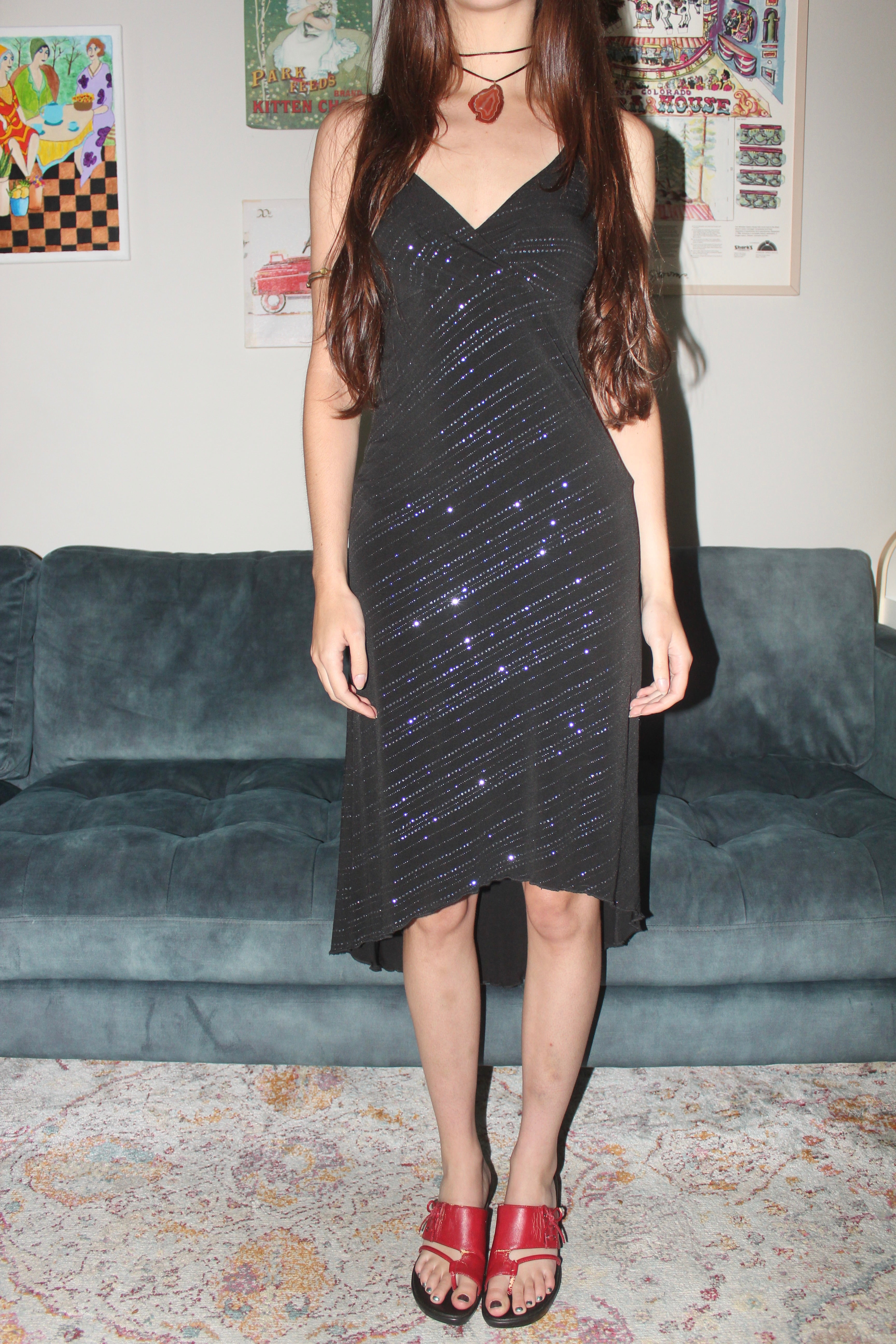 Vintage 90s Sleek Midi Dress (S)