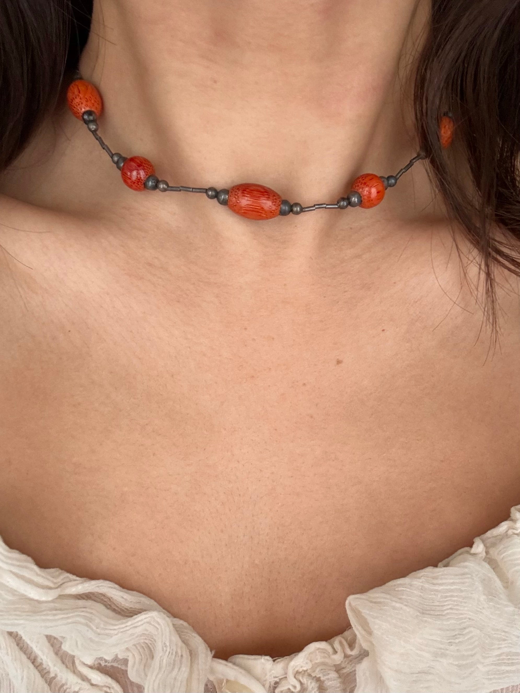 Crimson Rebel Beaded Choker