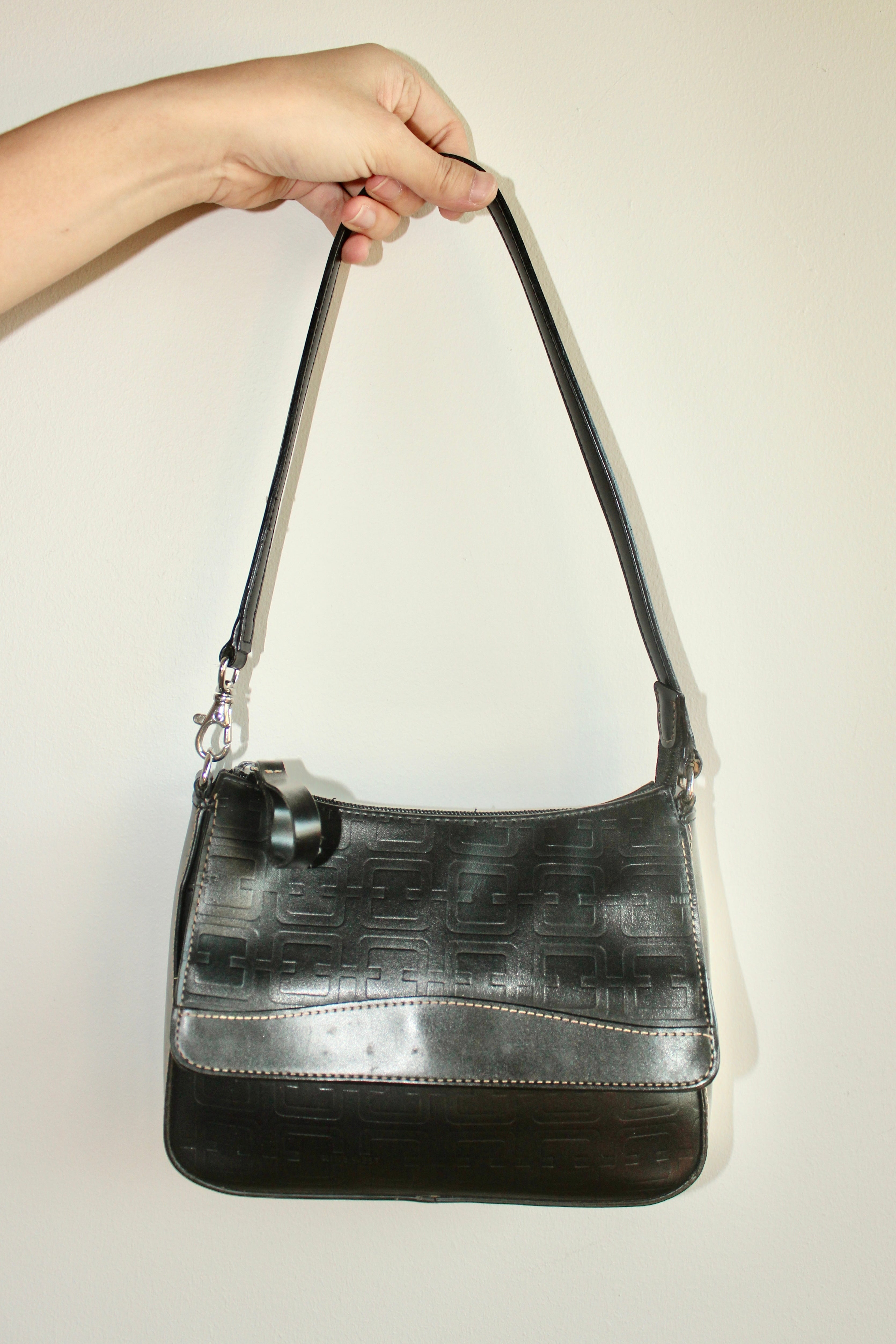 Vintage 90s Patterned Textured Messenger Bag