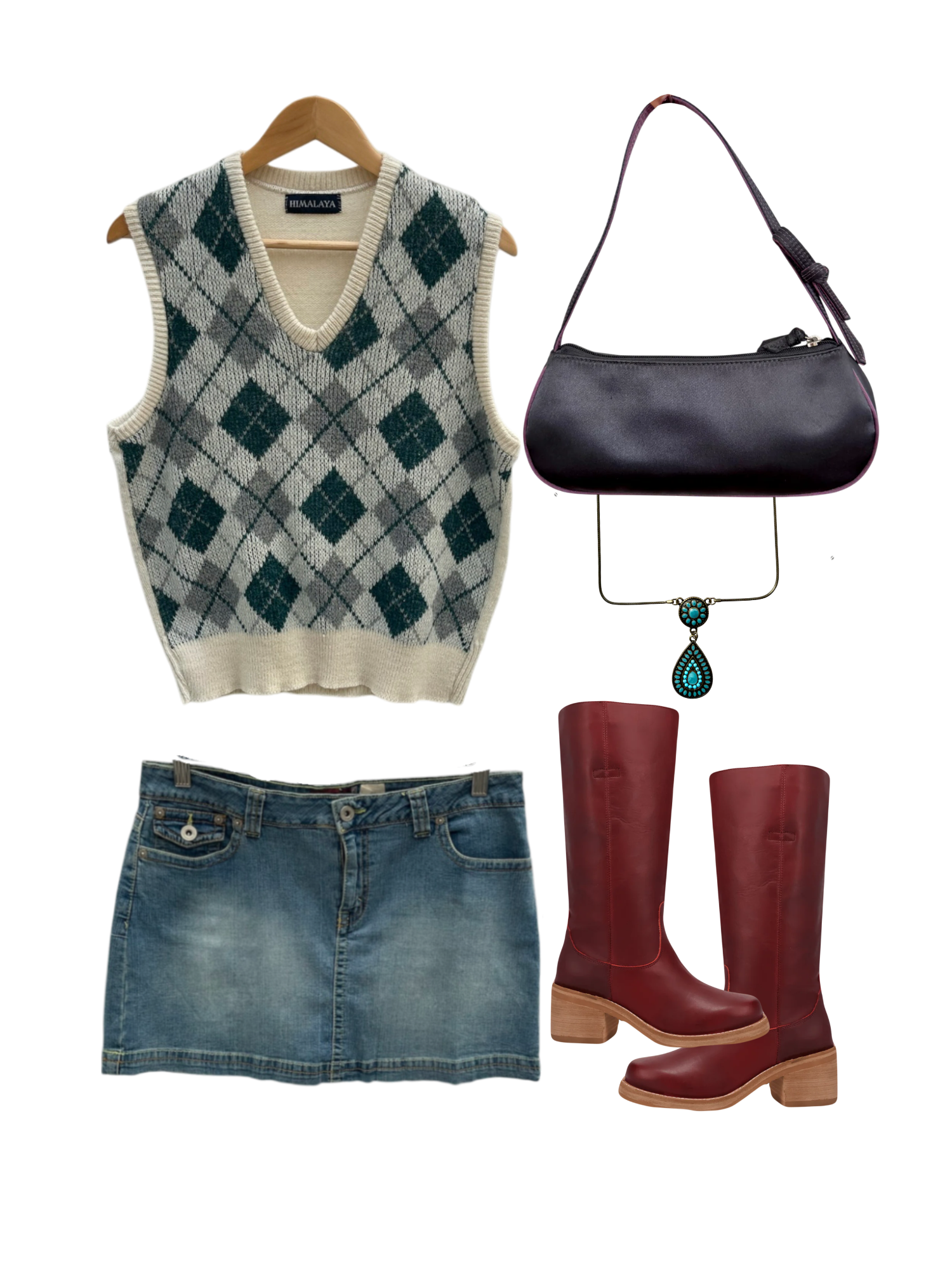 Vintage 90s Retro Argyle Vest (L)