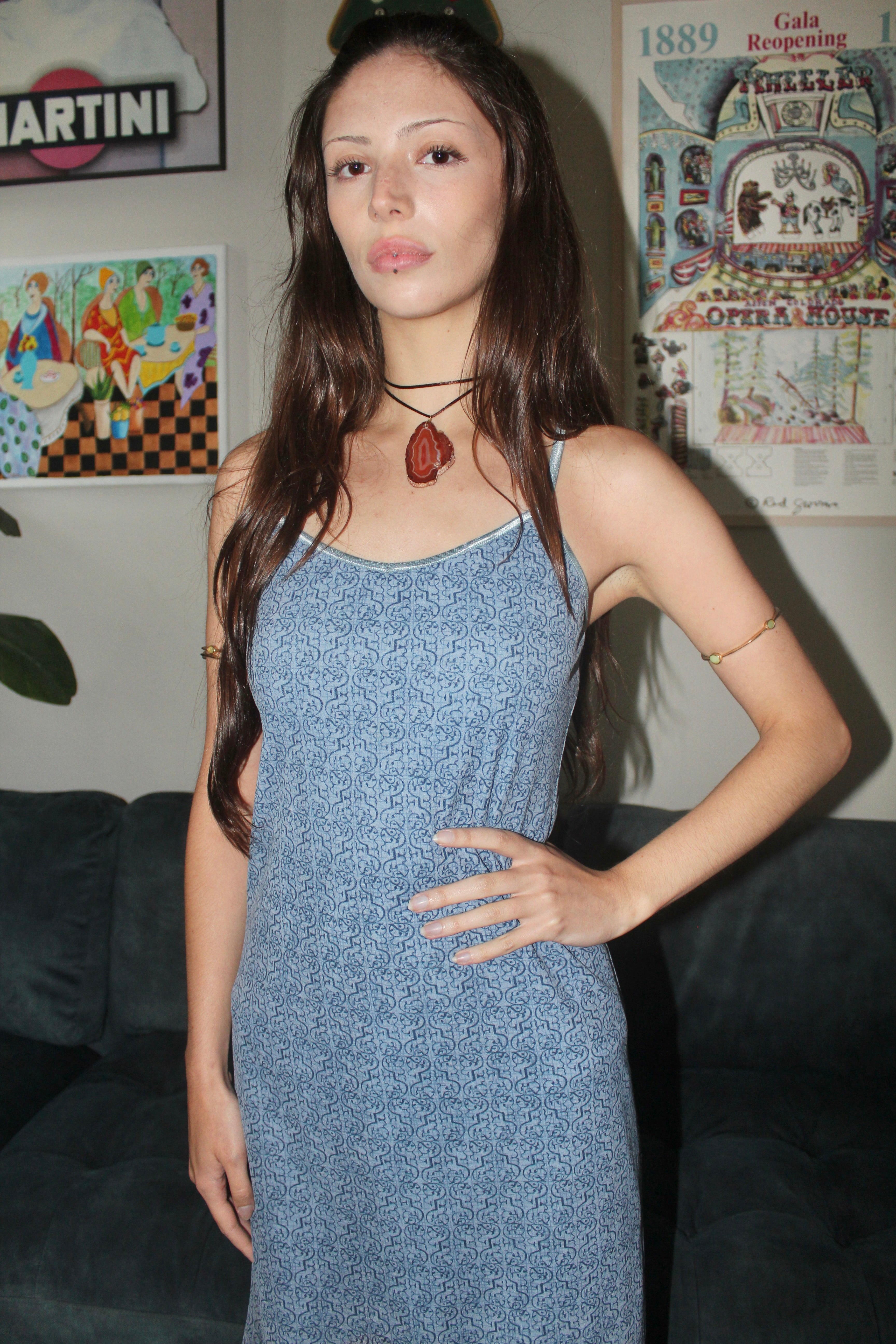 Vintage 90s Floral Criss Cross Back Dress (S/M)