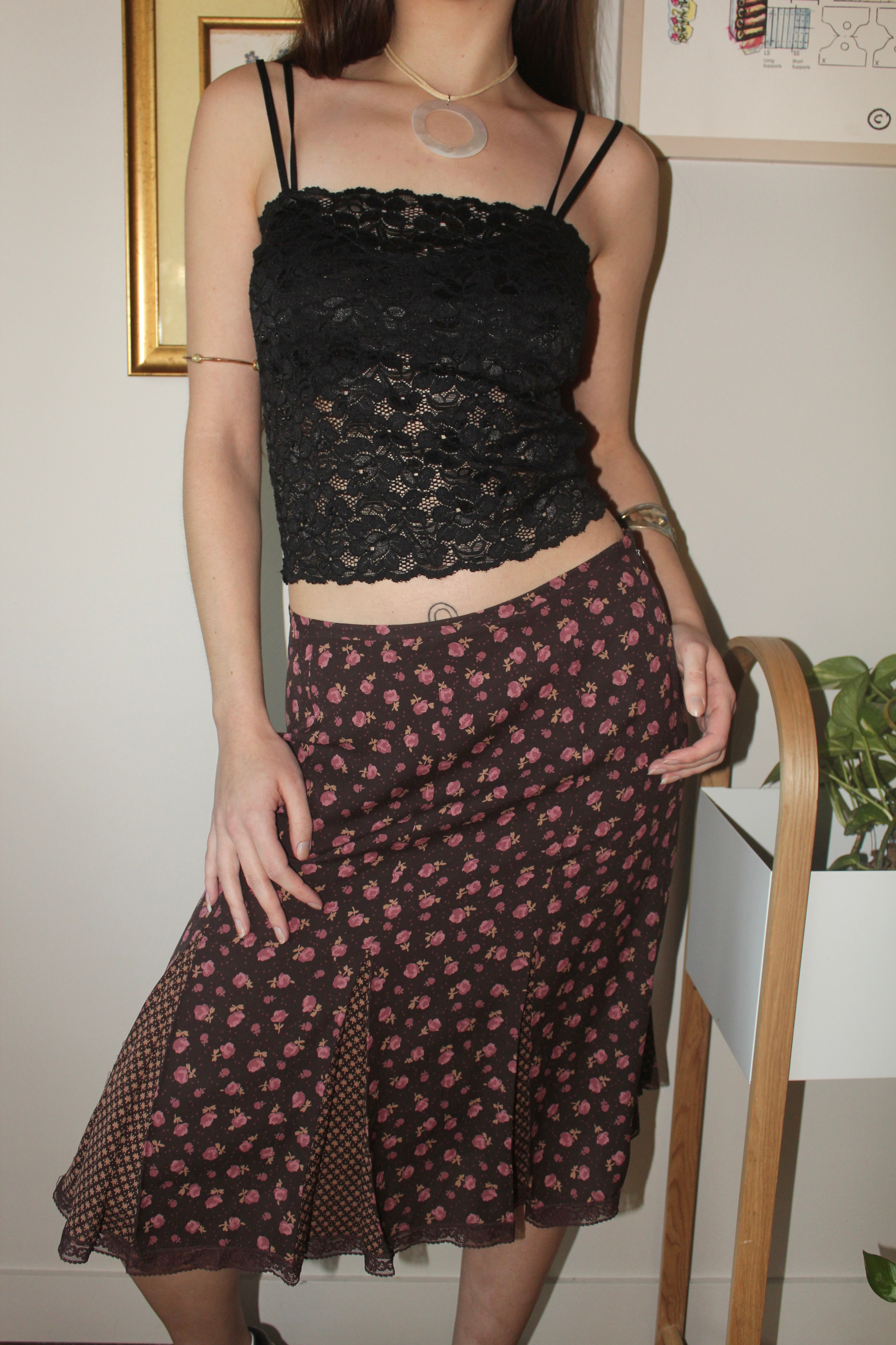 Vintage 90s Double Strap Lace Cami (S/M)
