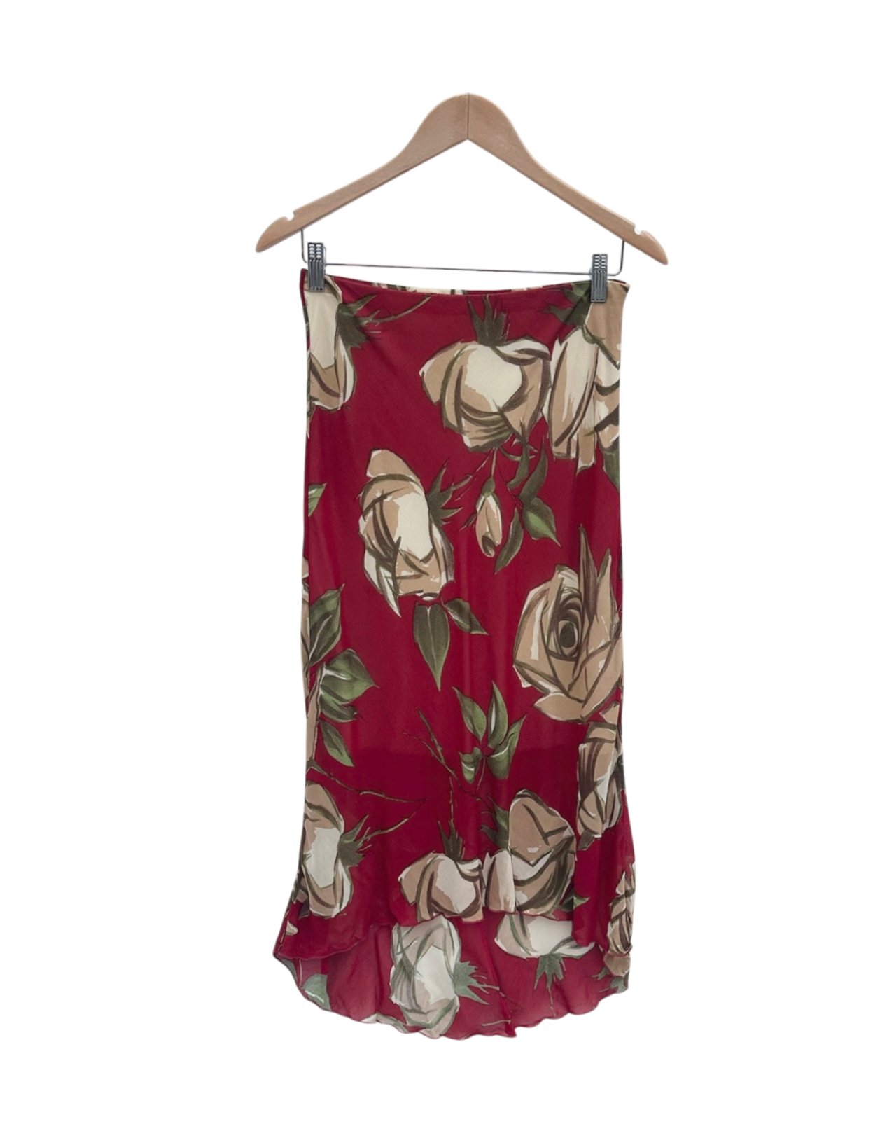 Vintage 90s Dainty Cherry Rose Midi Skirt (S/M)