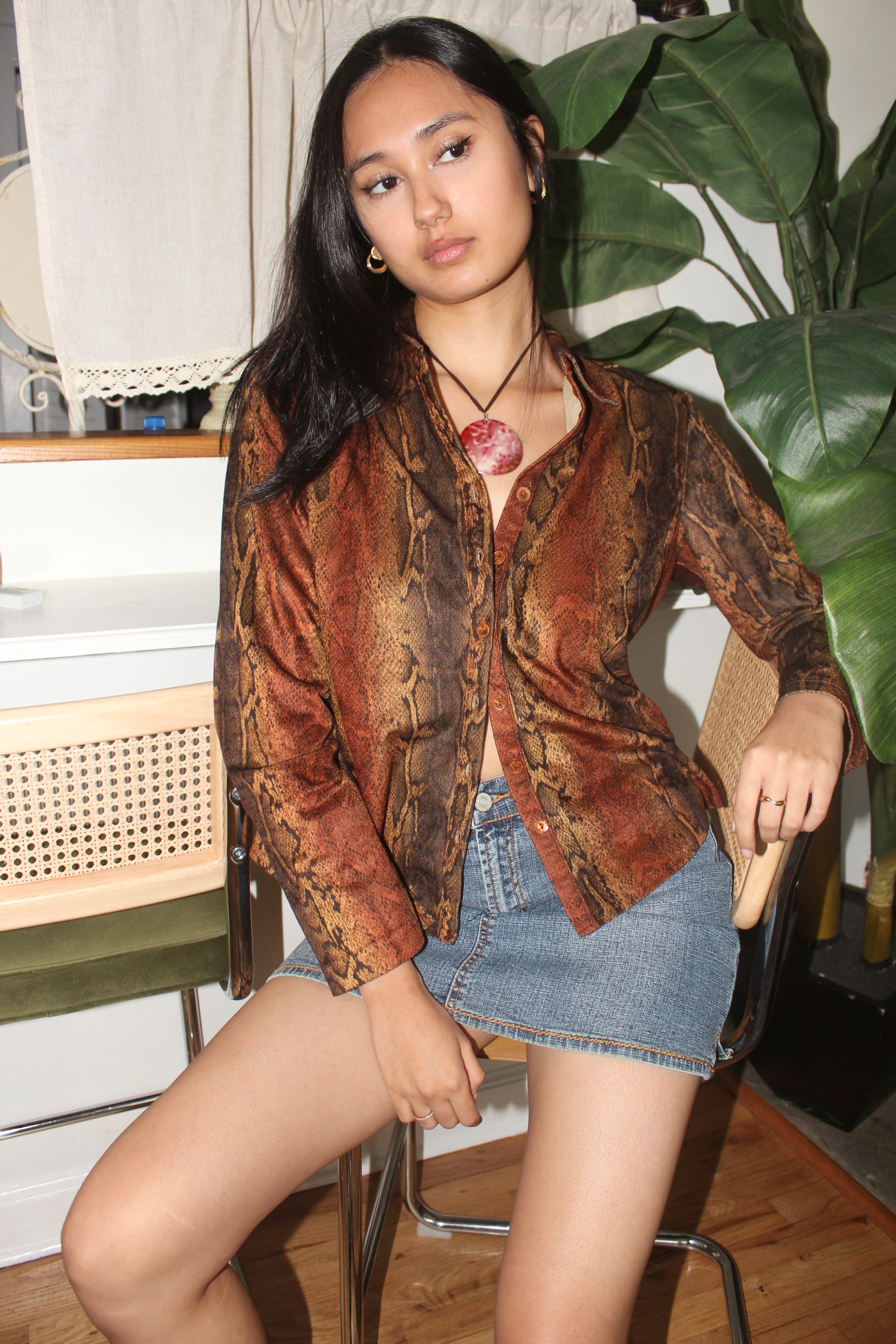 Vintage 90s Groovy Patterned Button Up (S/M)