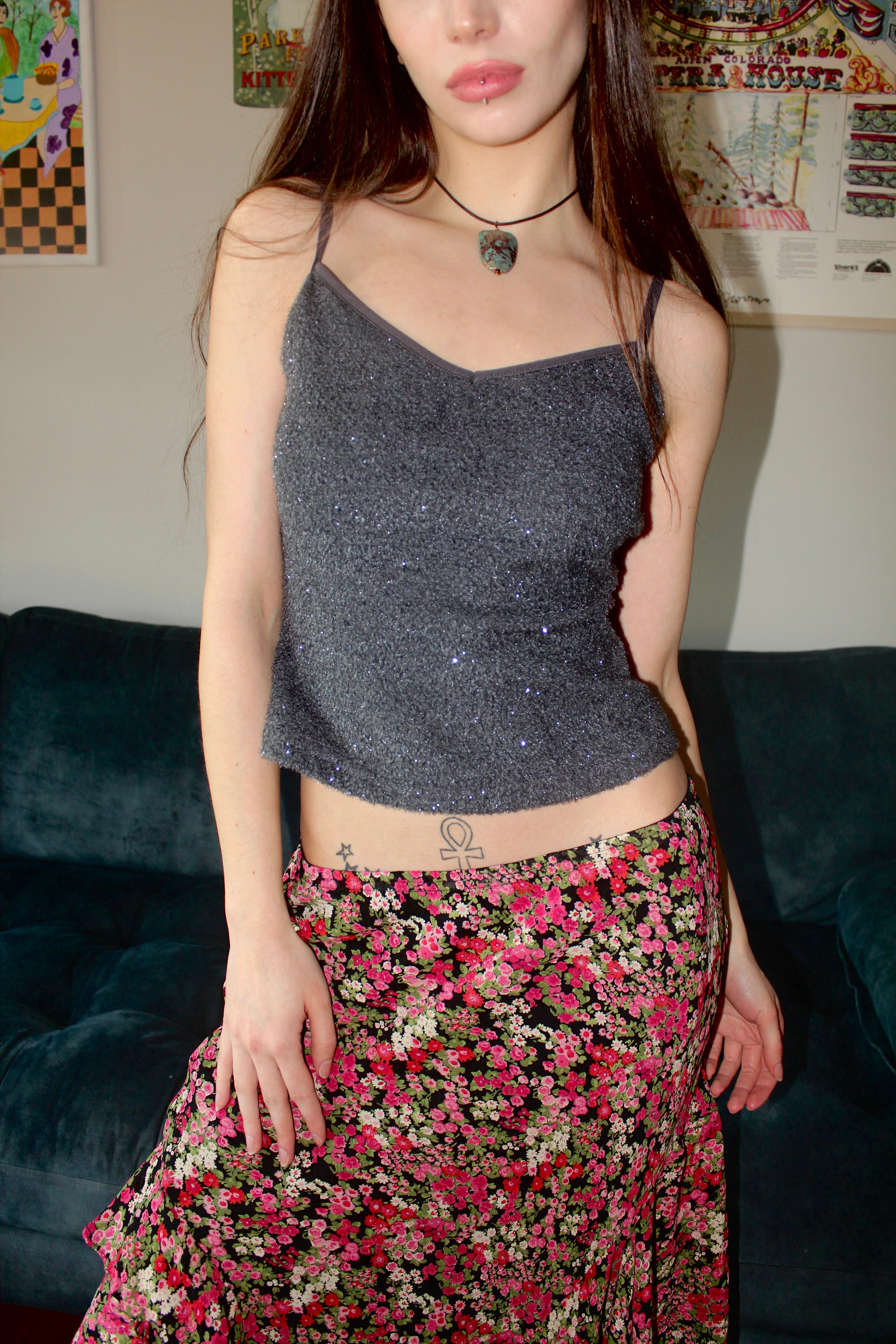 Vintage 90s Fuzzy Grey Cami (S)