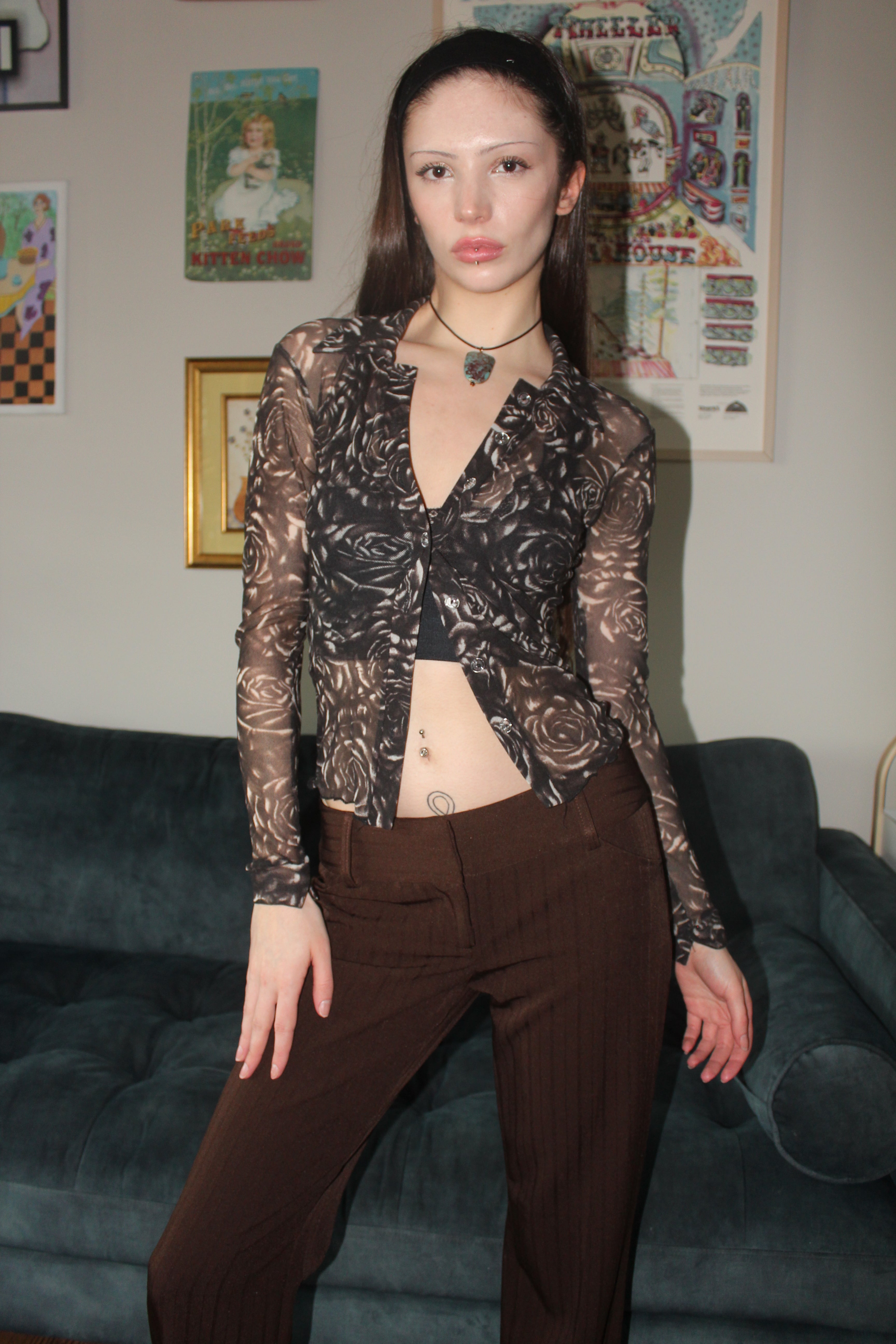 Vintage 90s Sheer BEBE Button UP (XS)