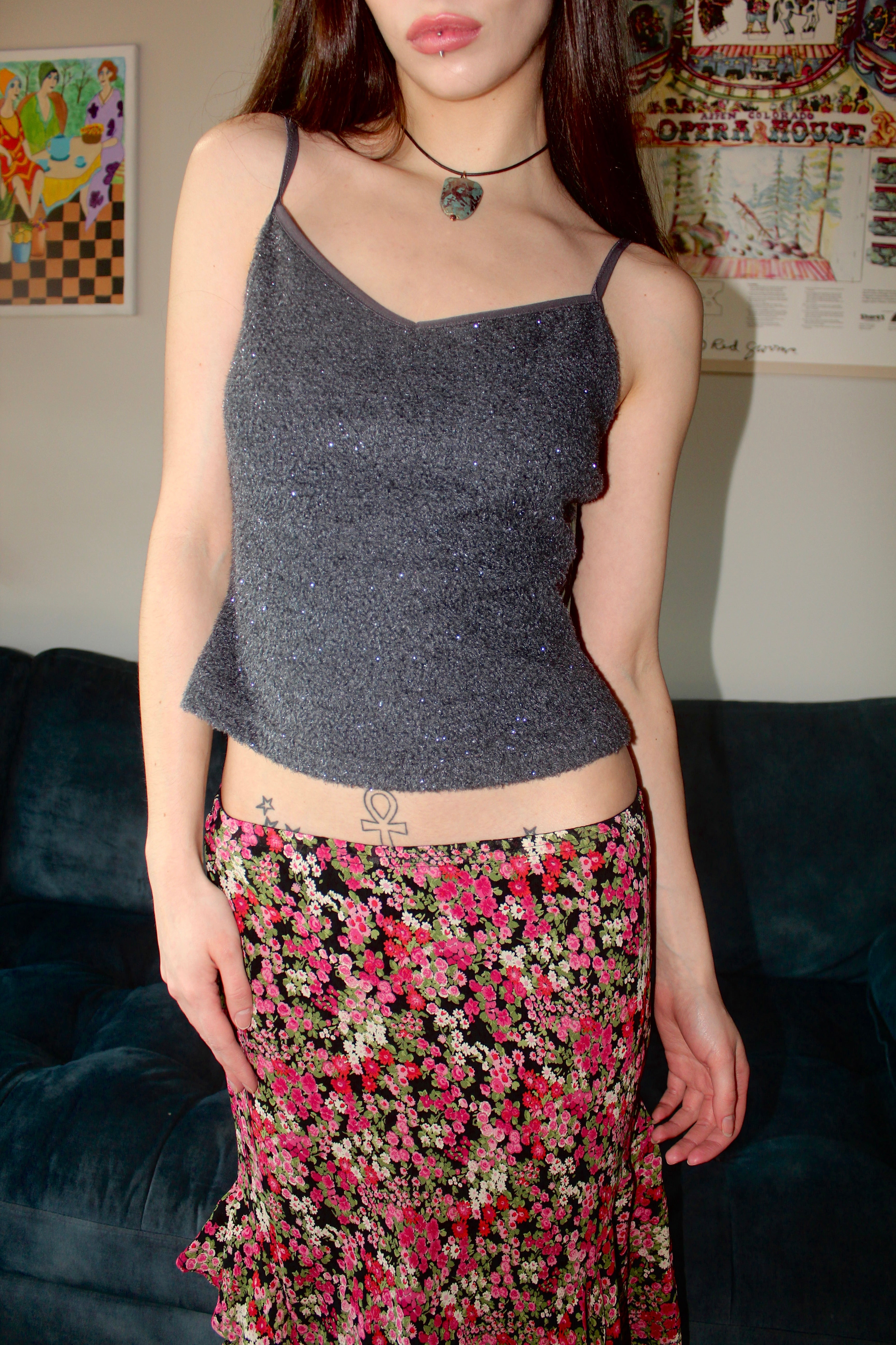 Vintage 90s Fuzzy Grey Cami (S)