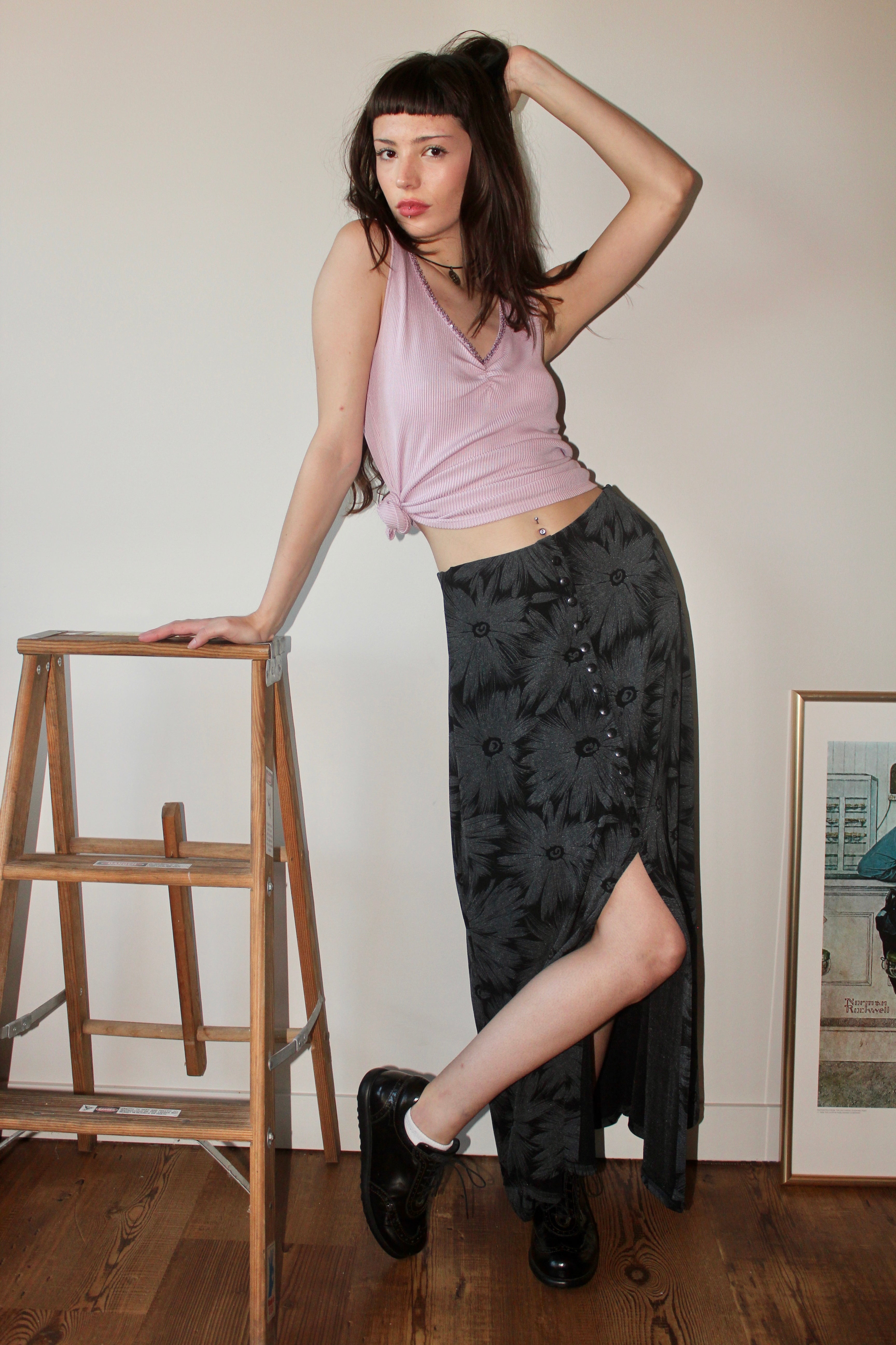 Vintage 90s Daisy Graphic Midi Skirt (S-M)