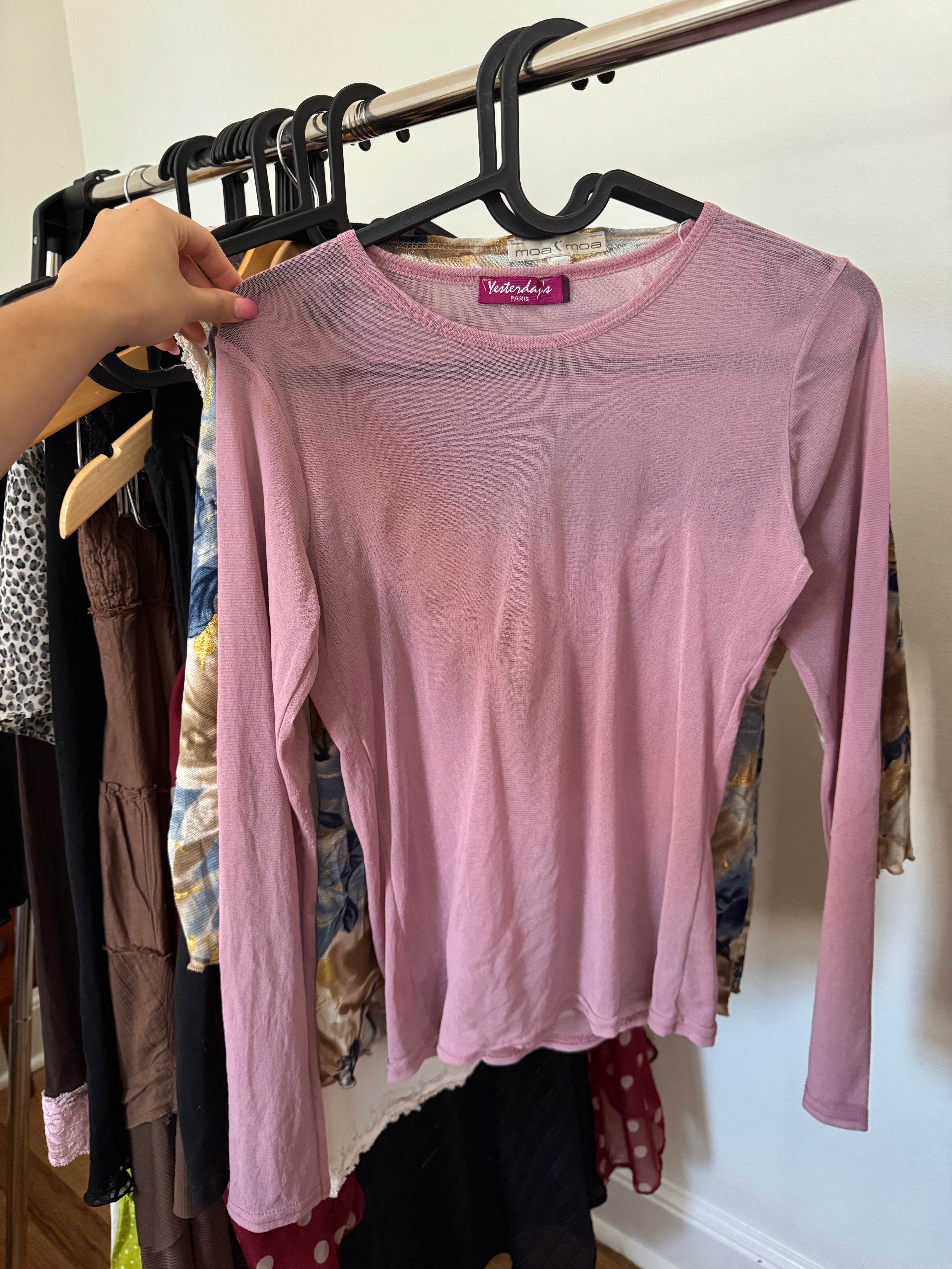 Vintage 90s Parisian Sheer Mesh Long Sleeve (S)
