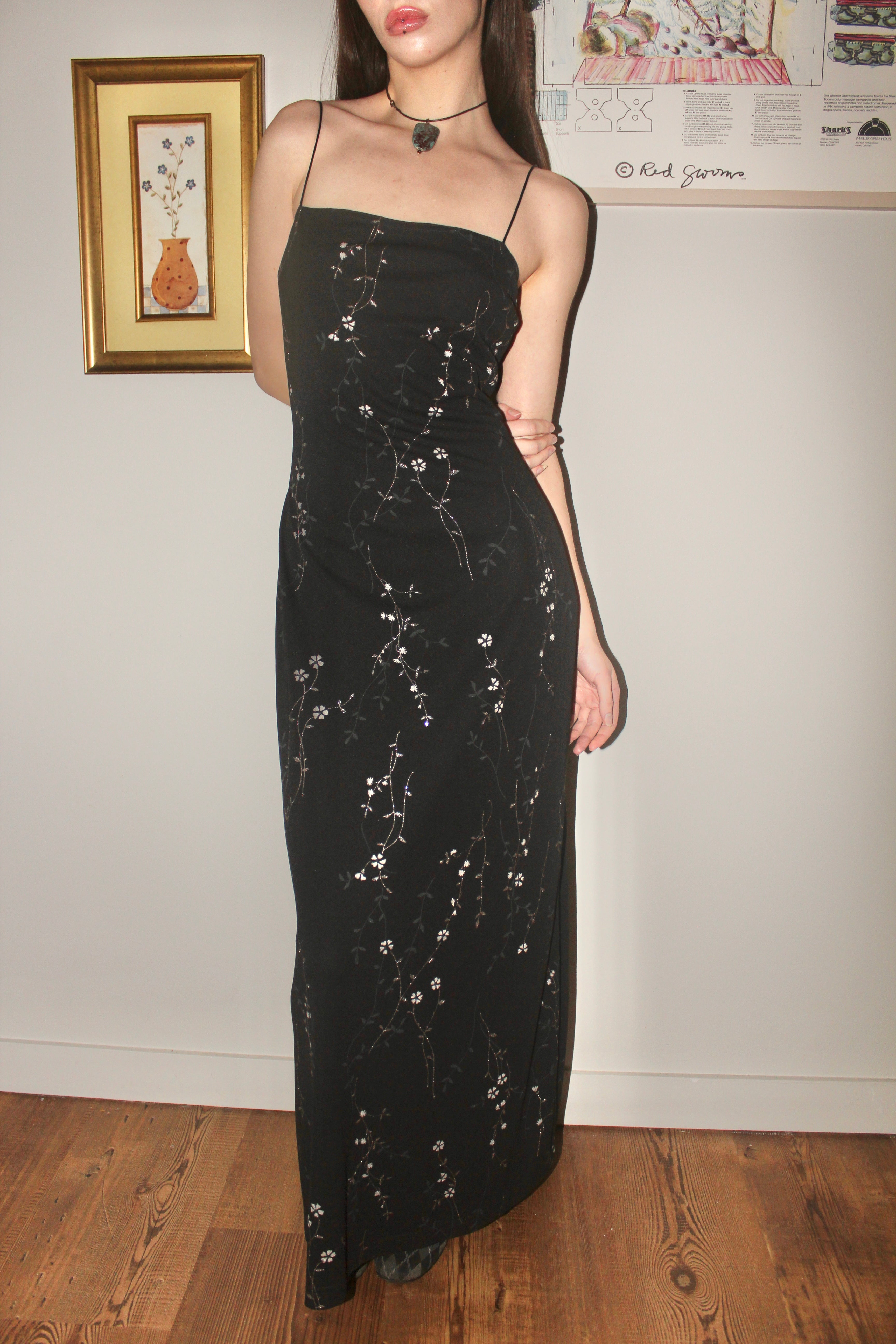 Vintage 90s Square Neck Midi Slip Dress (M)