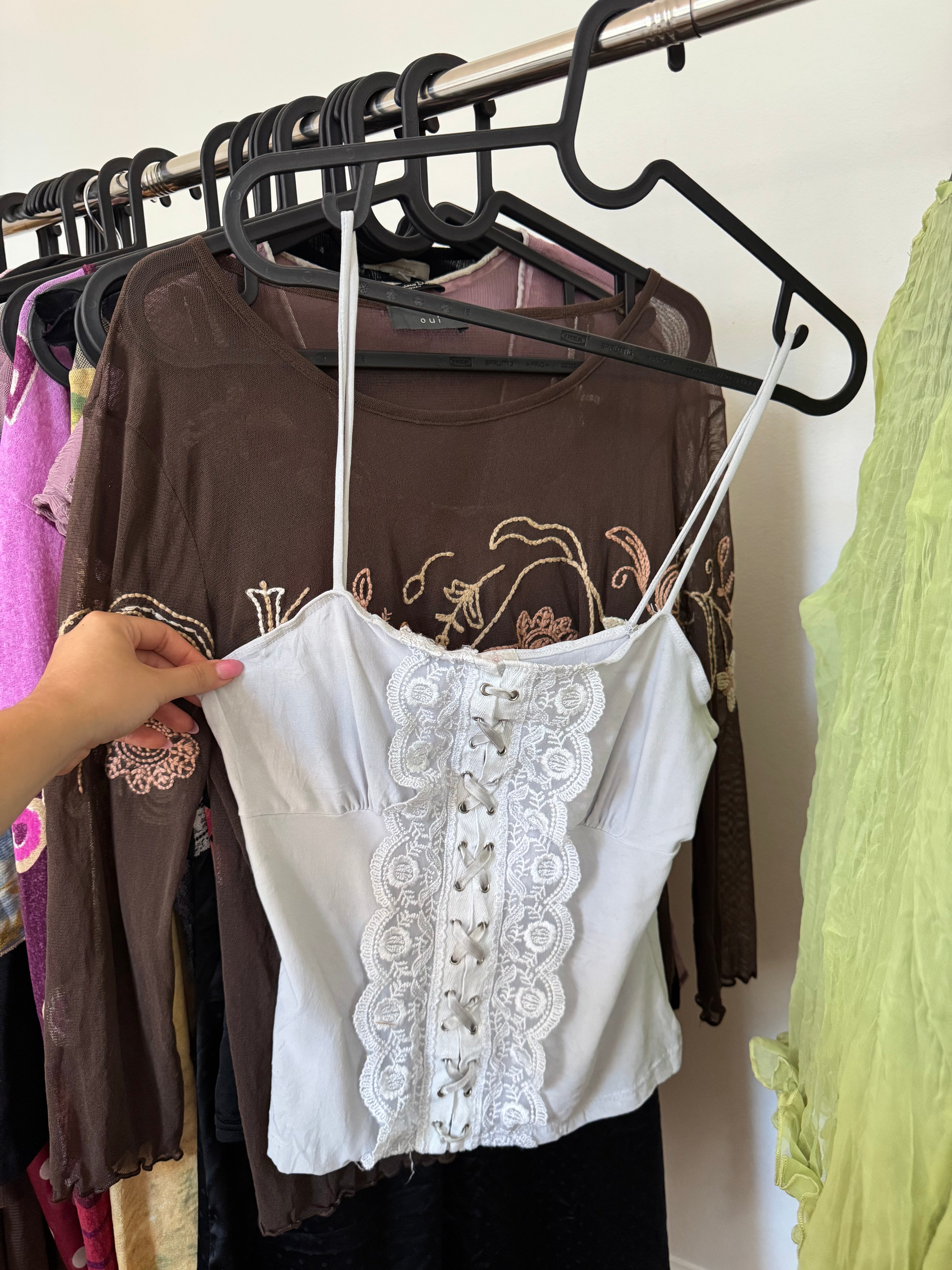 Vintage 90s Dainty Lace Up Cami (S)