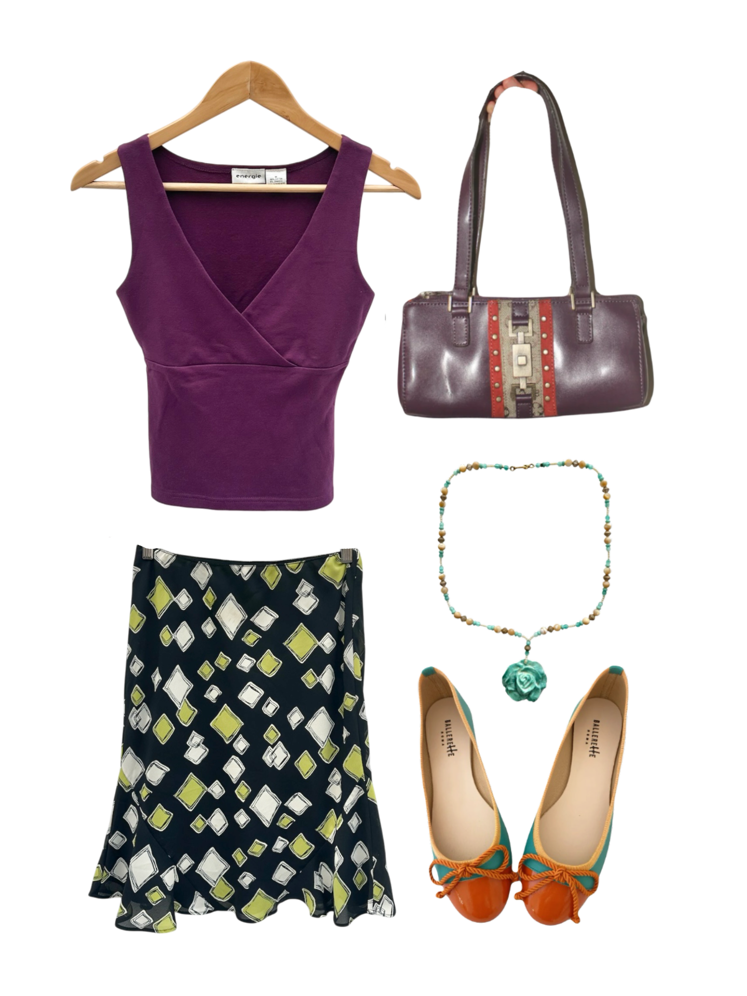 Vintage 90s Retro Geometric Silk Midi Skirt (S/M)