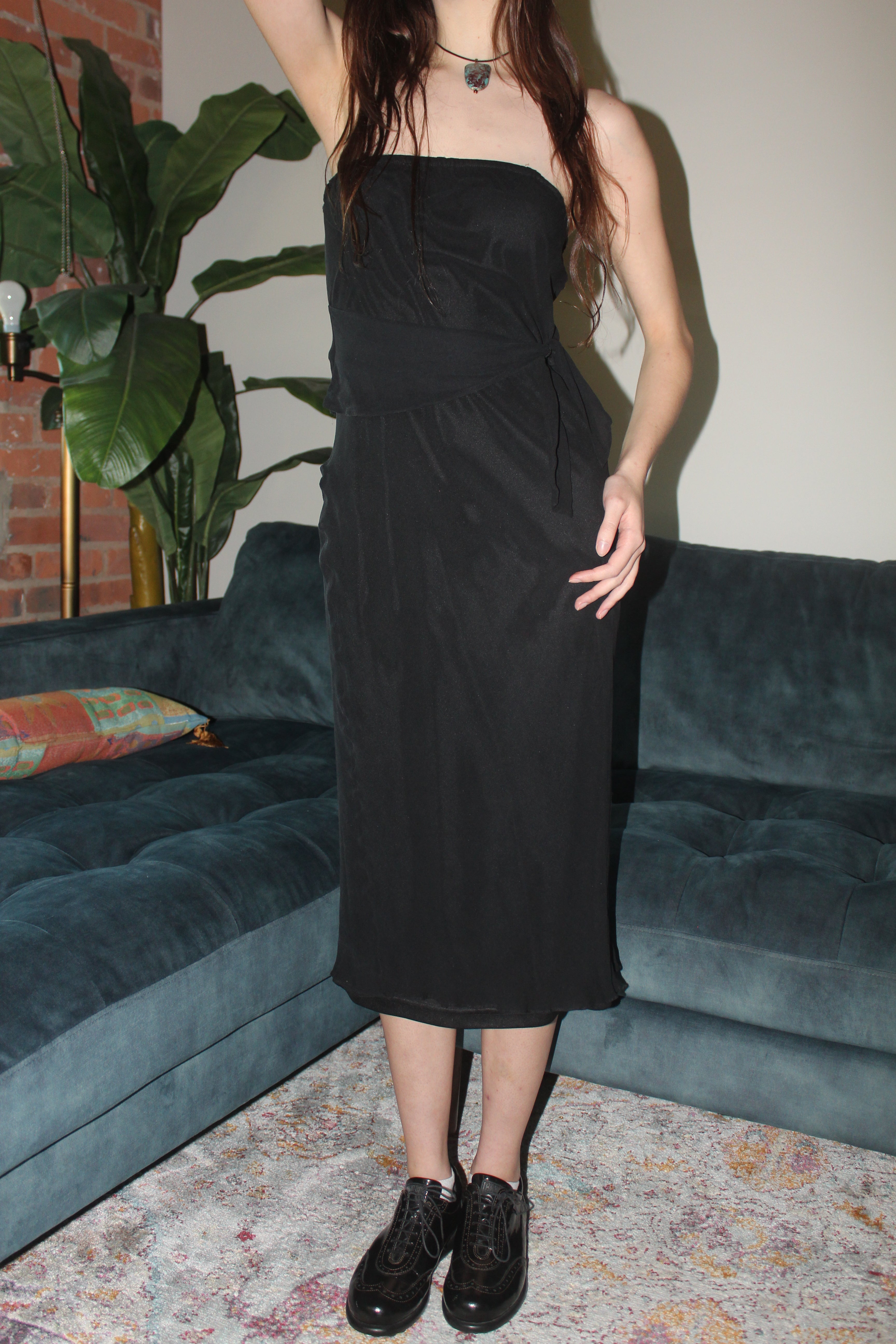 Vintage 90s Silk Betsy Johnson Midi Dress (S)