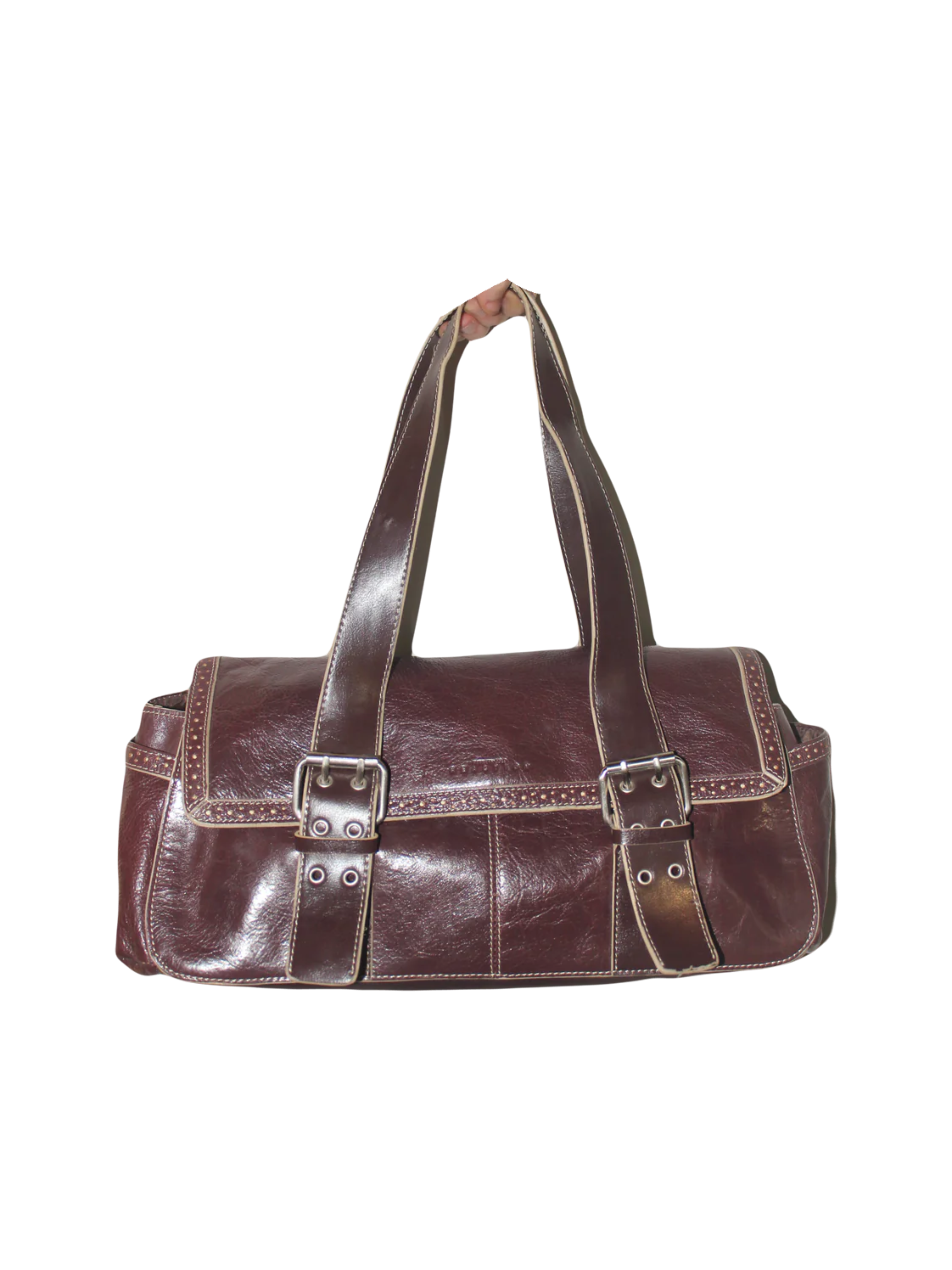 Vintage 90s Chocolate Leather Messenger Purse