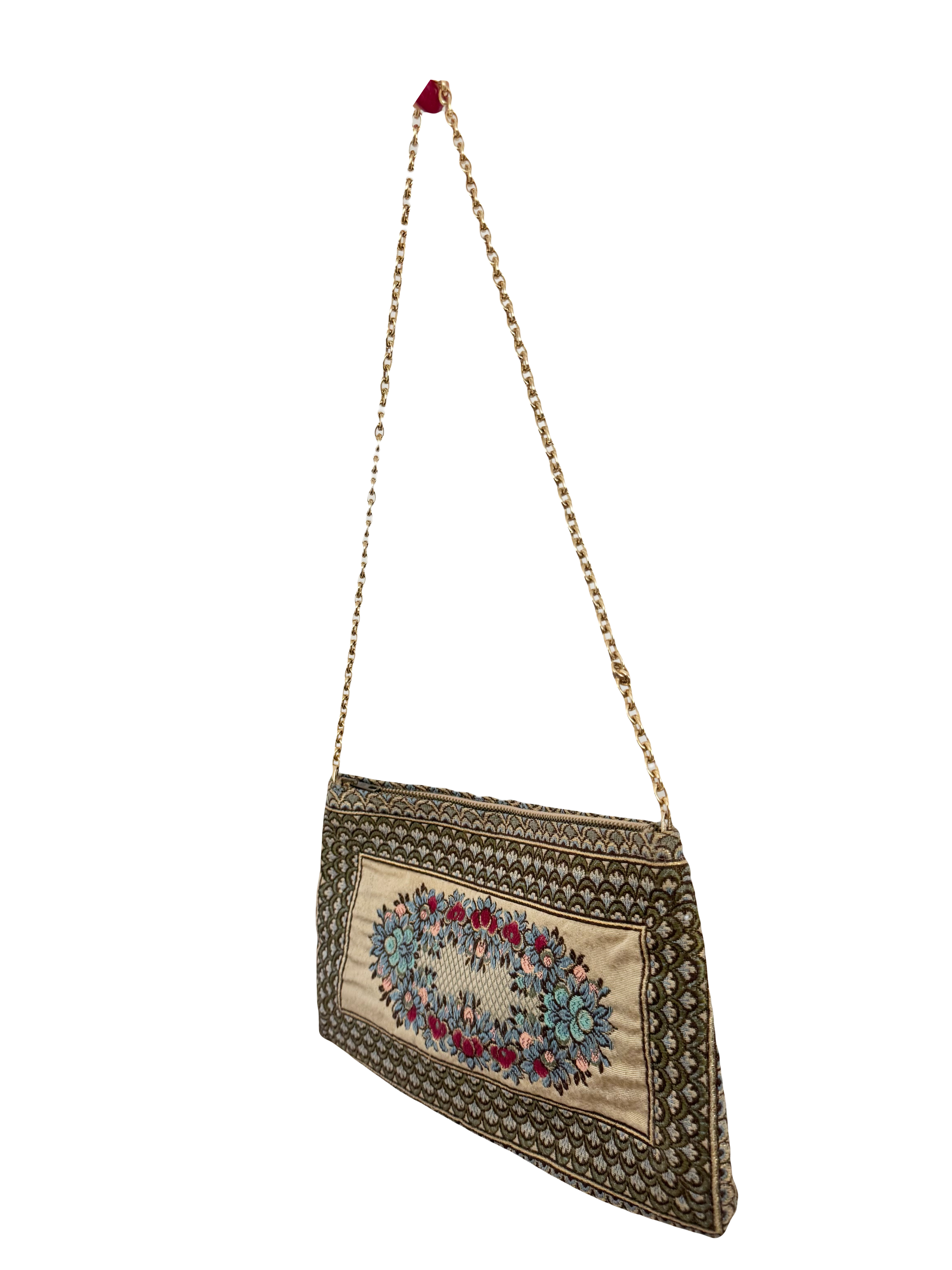 Vintage 90s Italian Floral Textured Chain Purse