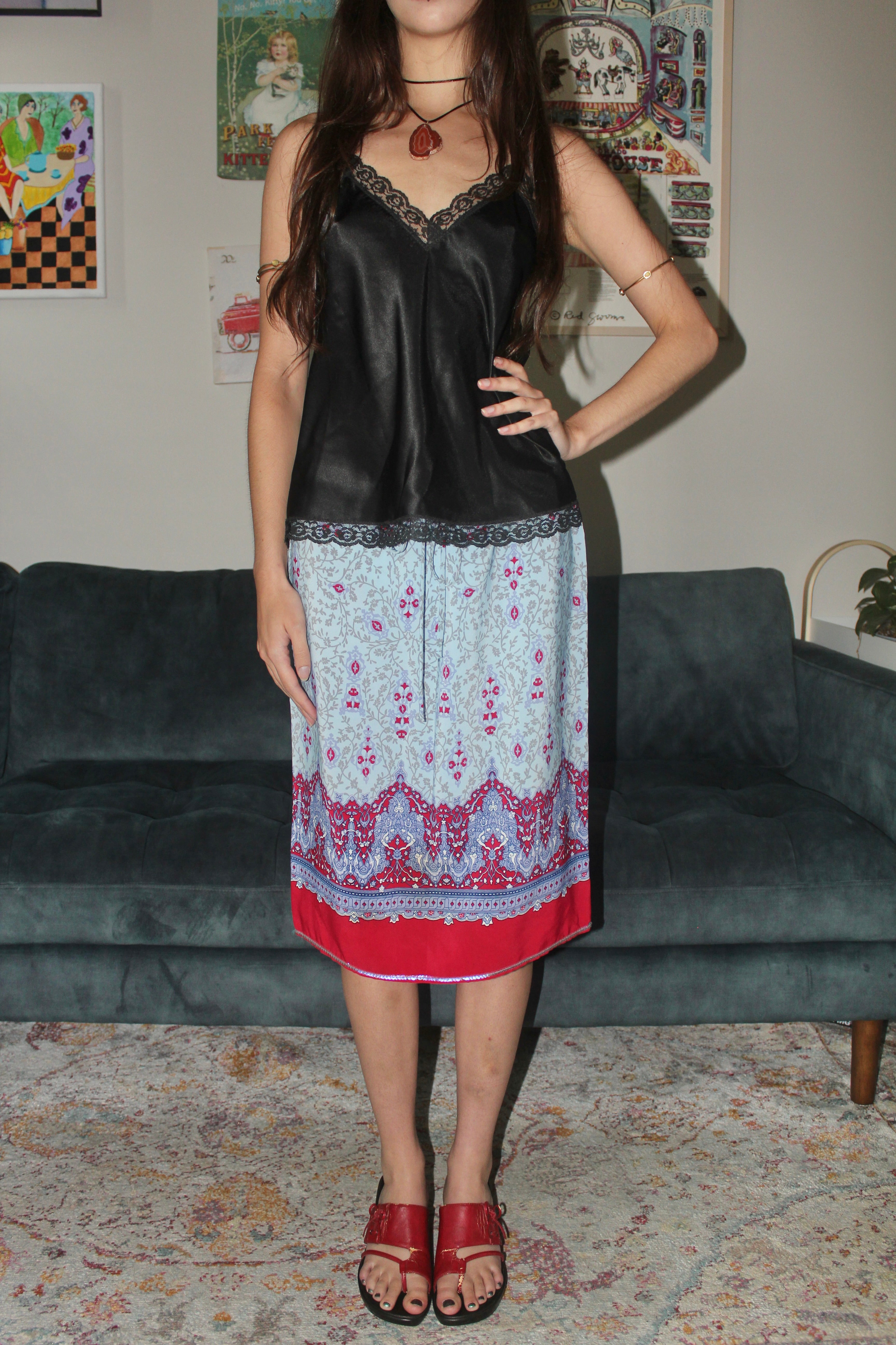 Vintage 90s Boho Patterned Skirt (M)